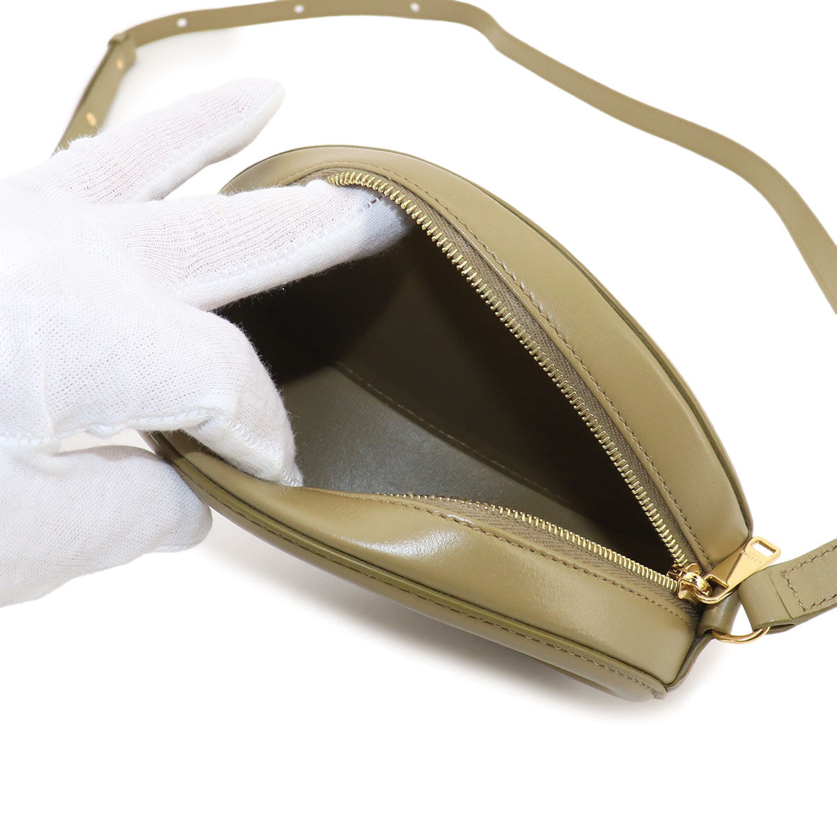 Oval Purse Cuir Triomphe Shoulder Bag Leather Green 10I703DPQ