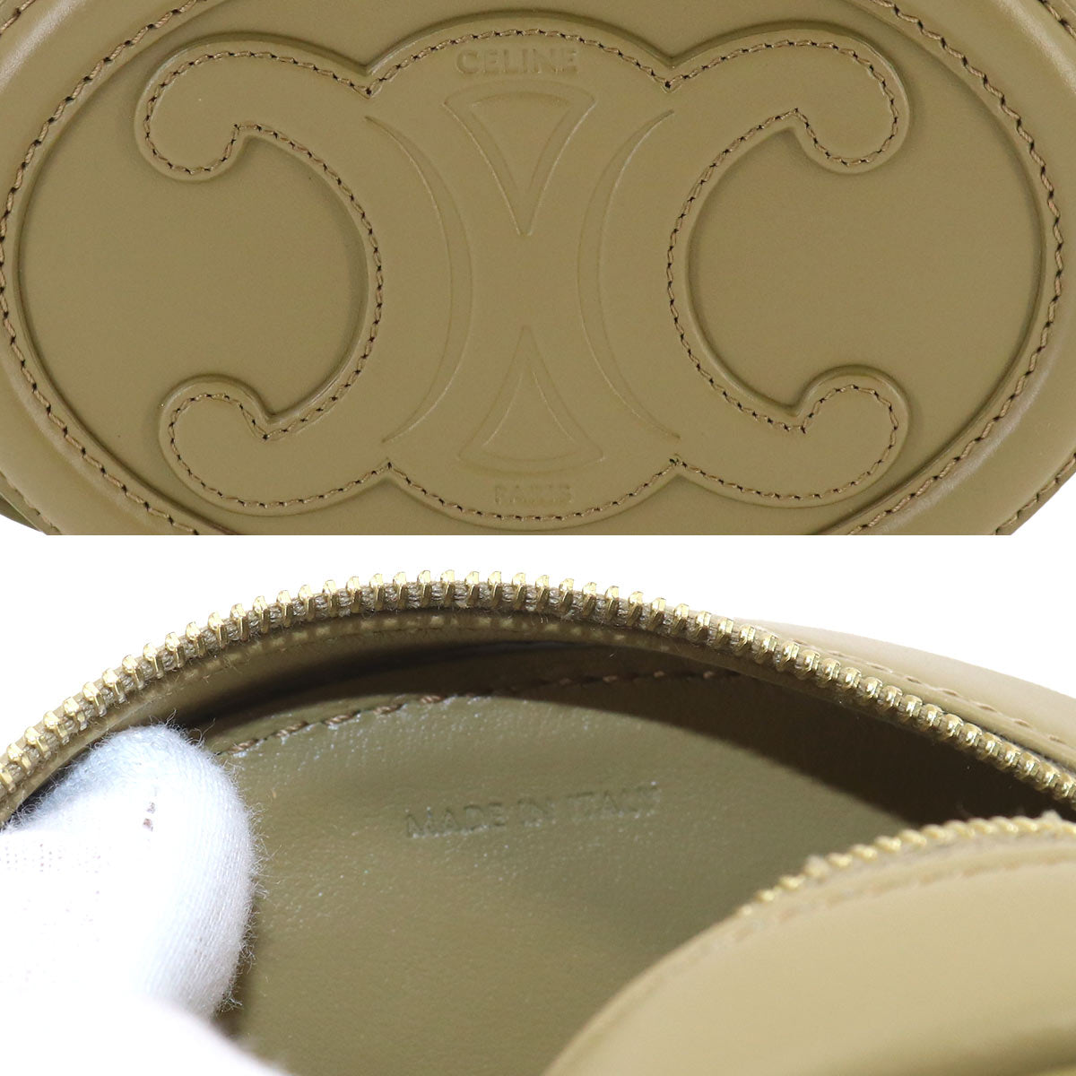 Oval Purse Cuir Triomphe Shoulder Bag Leather Green 10I703DPQ