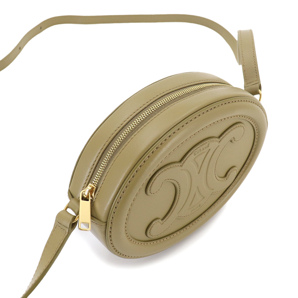 Oval Purse Cuir Triomphe Shoulder Bag Leather Green 10I703DPQ