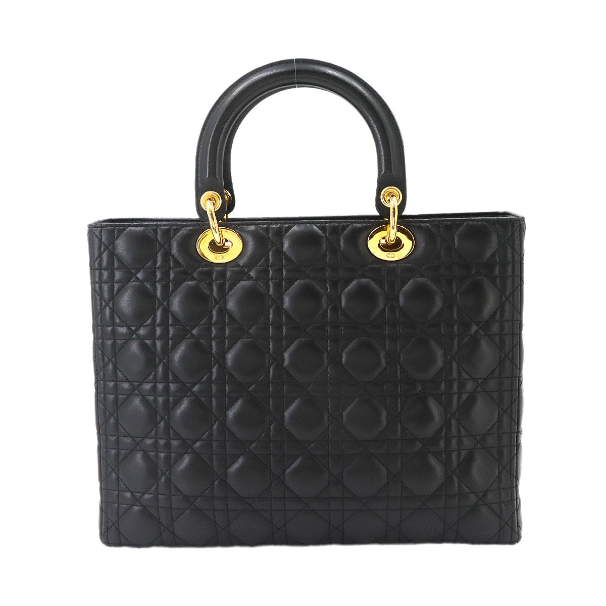 Lady Dior Large 2way Hand Shoulder Bag Leather Black