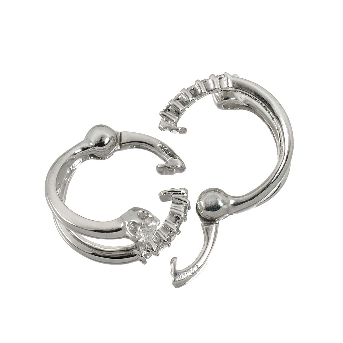 Diamond 0.10ct/0.10ct Earrings Clip on 14K White Gold 585