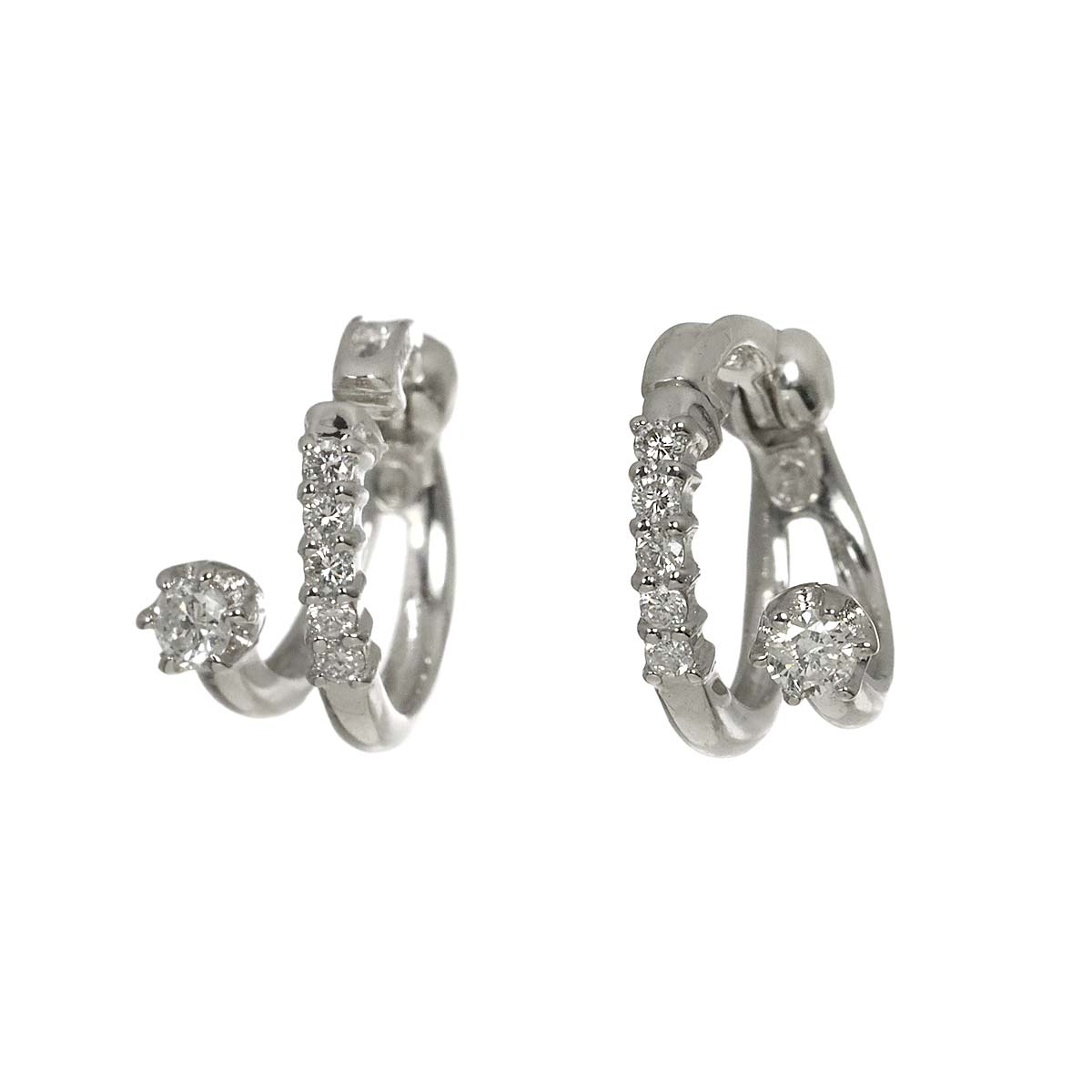 Diamond 0.10ct/0.10ct Earrings Clip on 14K White Gold 585