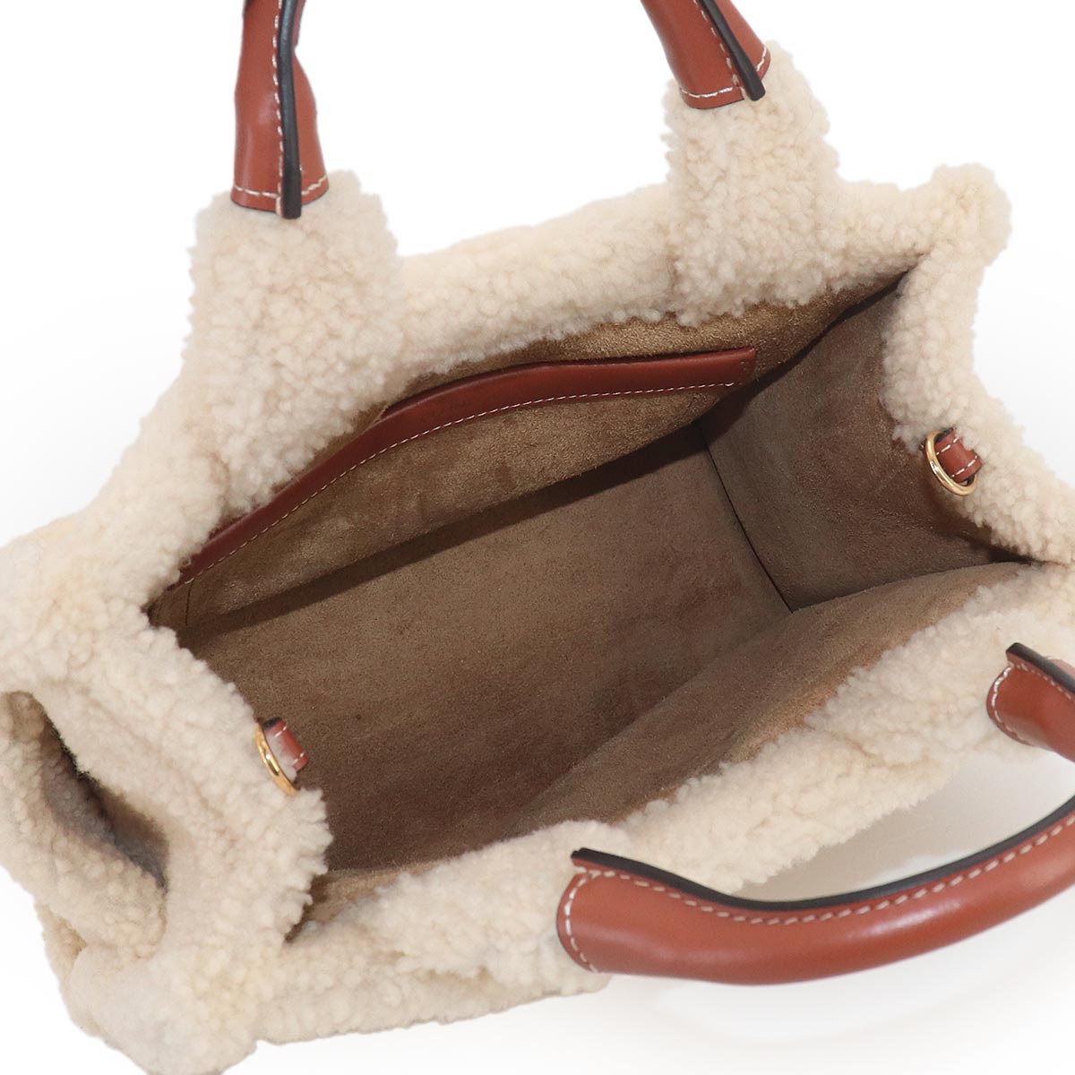 Triomphe Small Cabas Thais Tote Shoulder Bag Shearling Leather