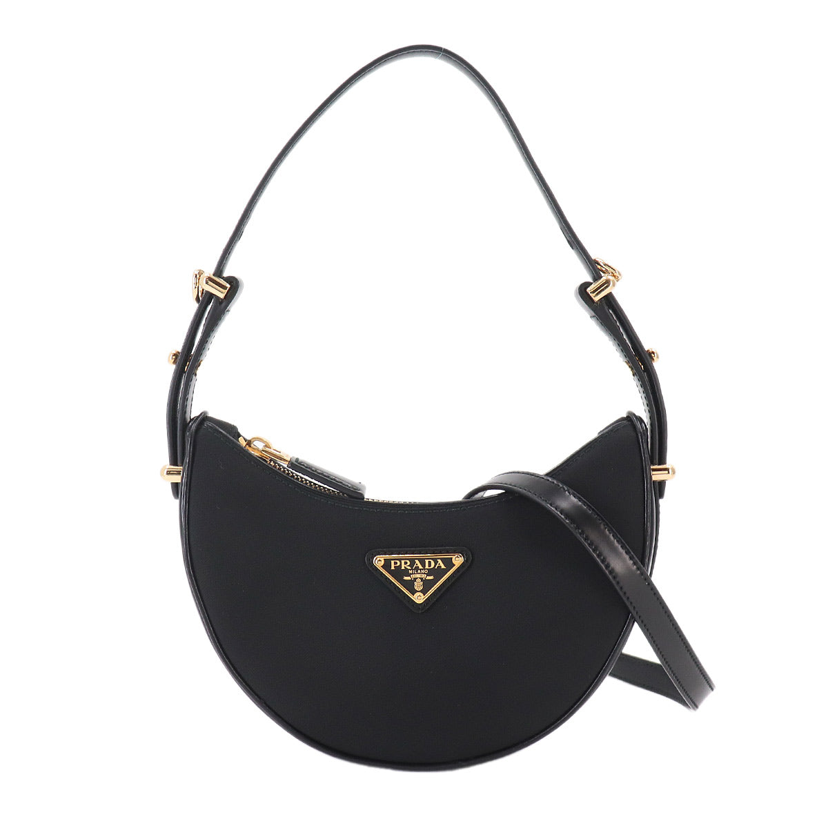 Arque Small 2way Hand dag Shoulder Bag Nylon Leather Black 1BC194