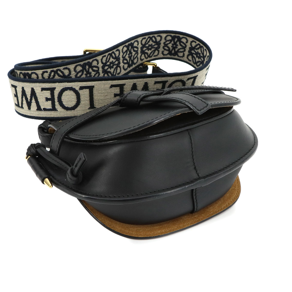 Mini Gate Dual Shoulder Bag Leather Black Purse