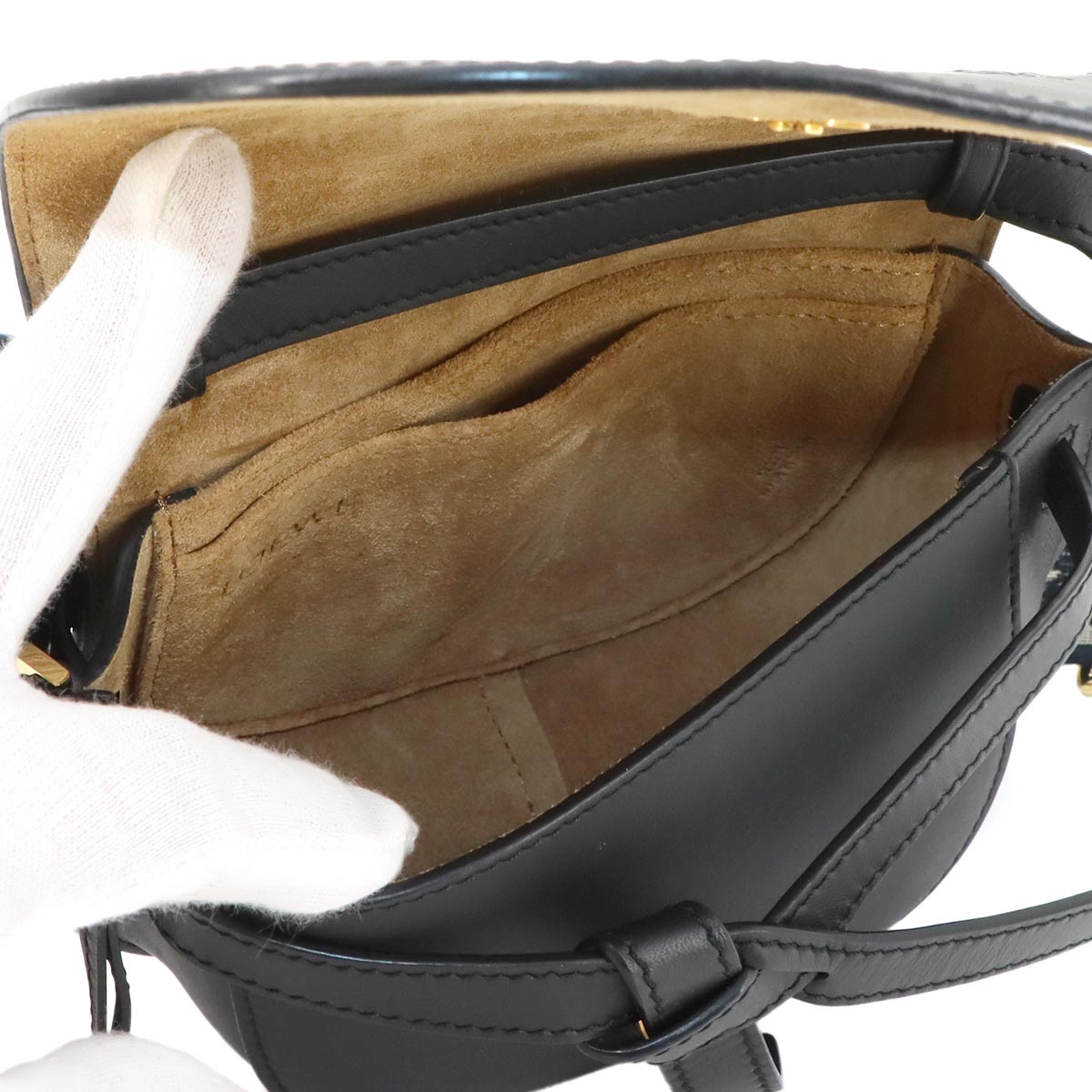 Mini Gate Dual Shoulder Bag Leather Black Purse