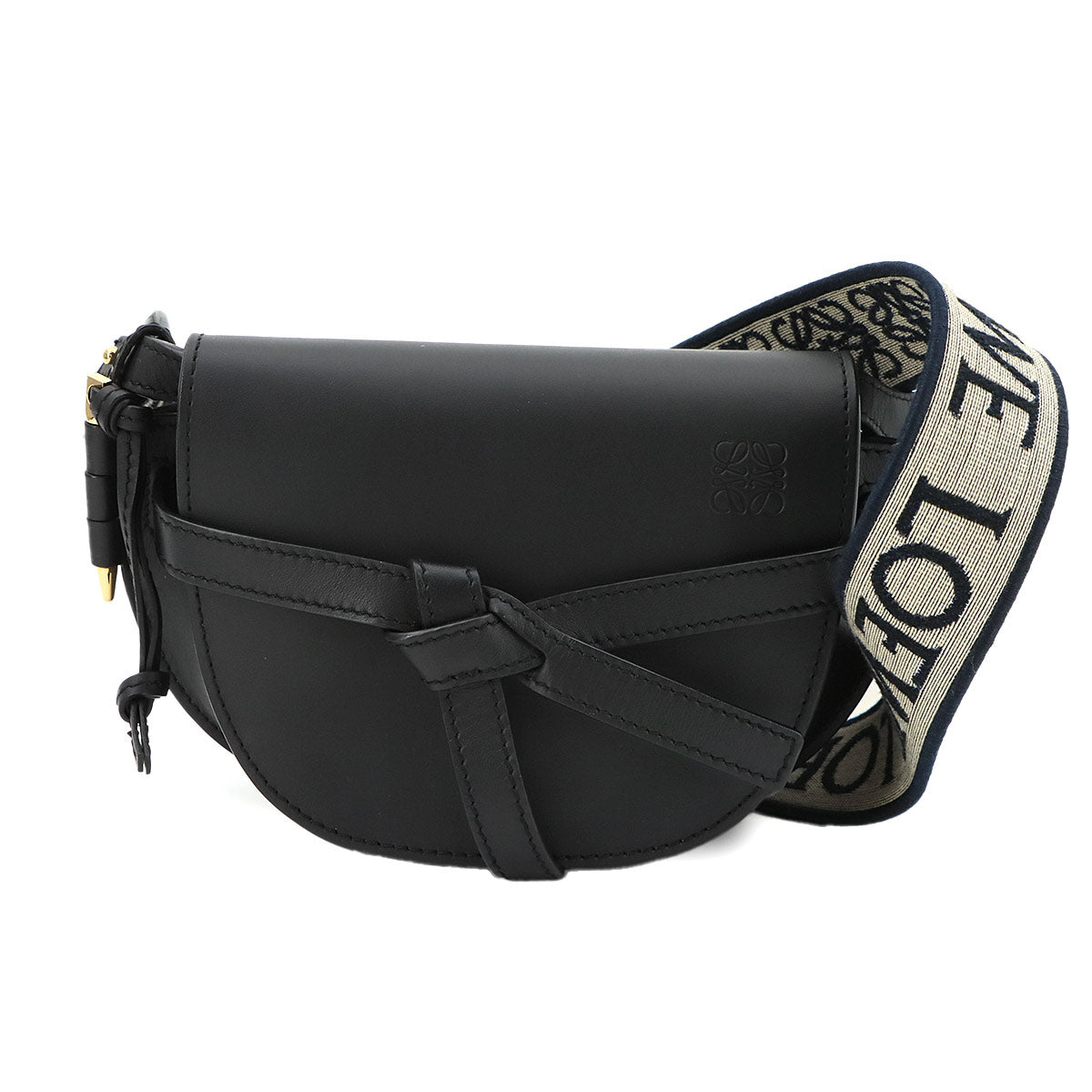 Mini Gate Dual Shoulder Bag Leather Black Purse