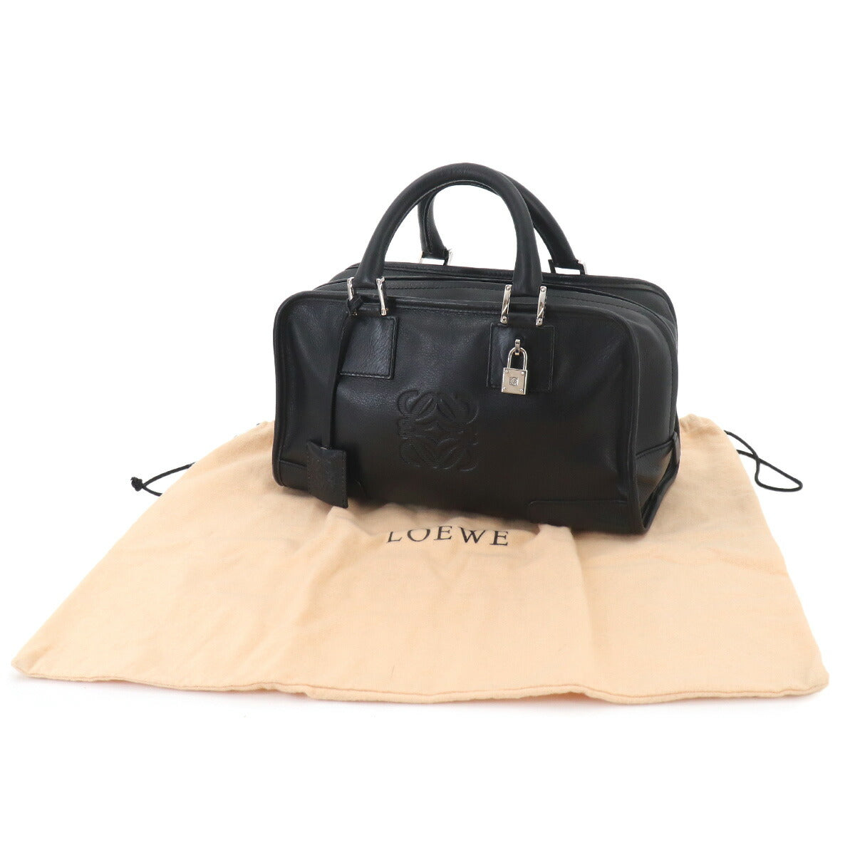 Amazona 28 Hand Bag Leather Black Anagram Purse