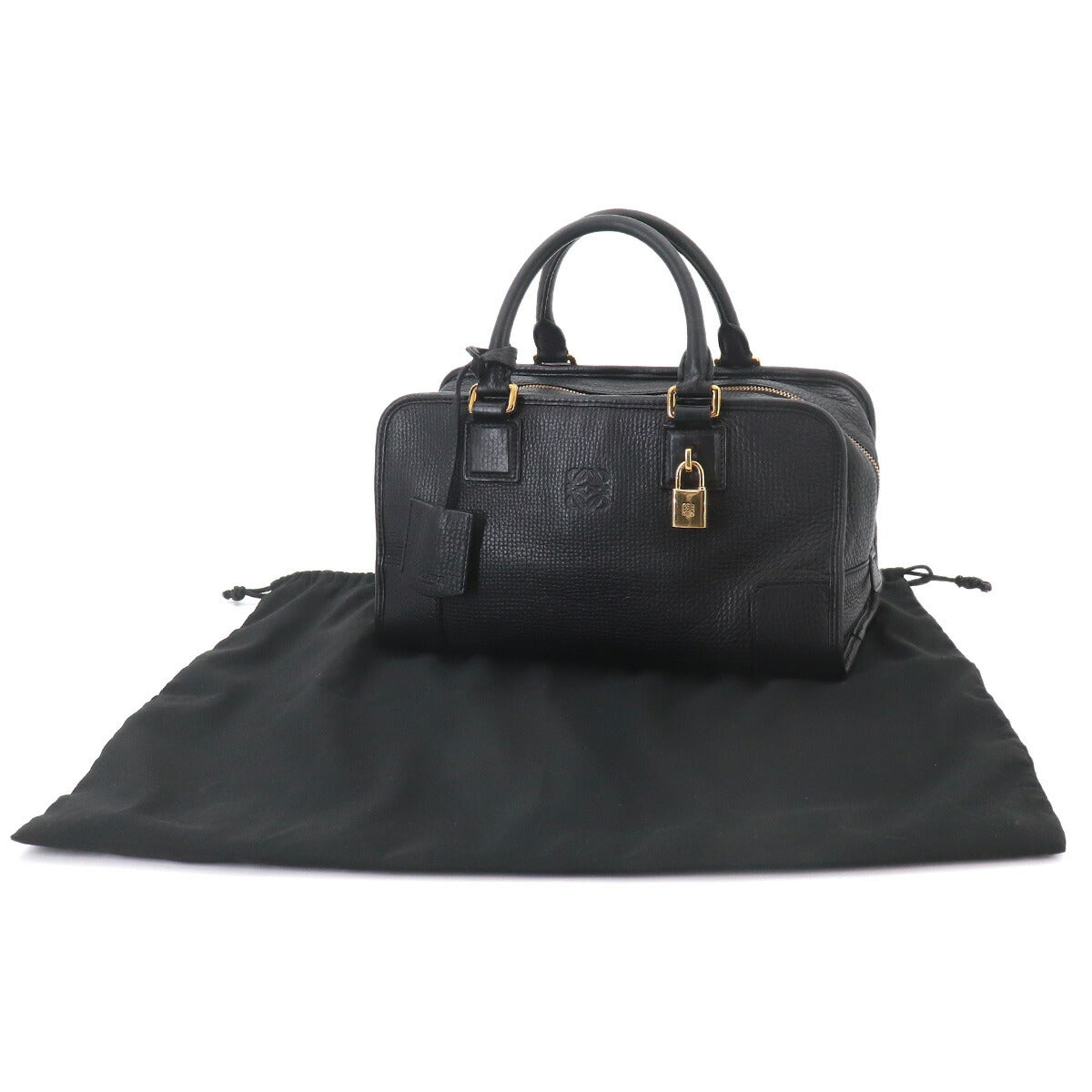 Amazona 28 Hand Bag Leather Black Anagram Purse