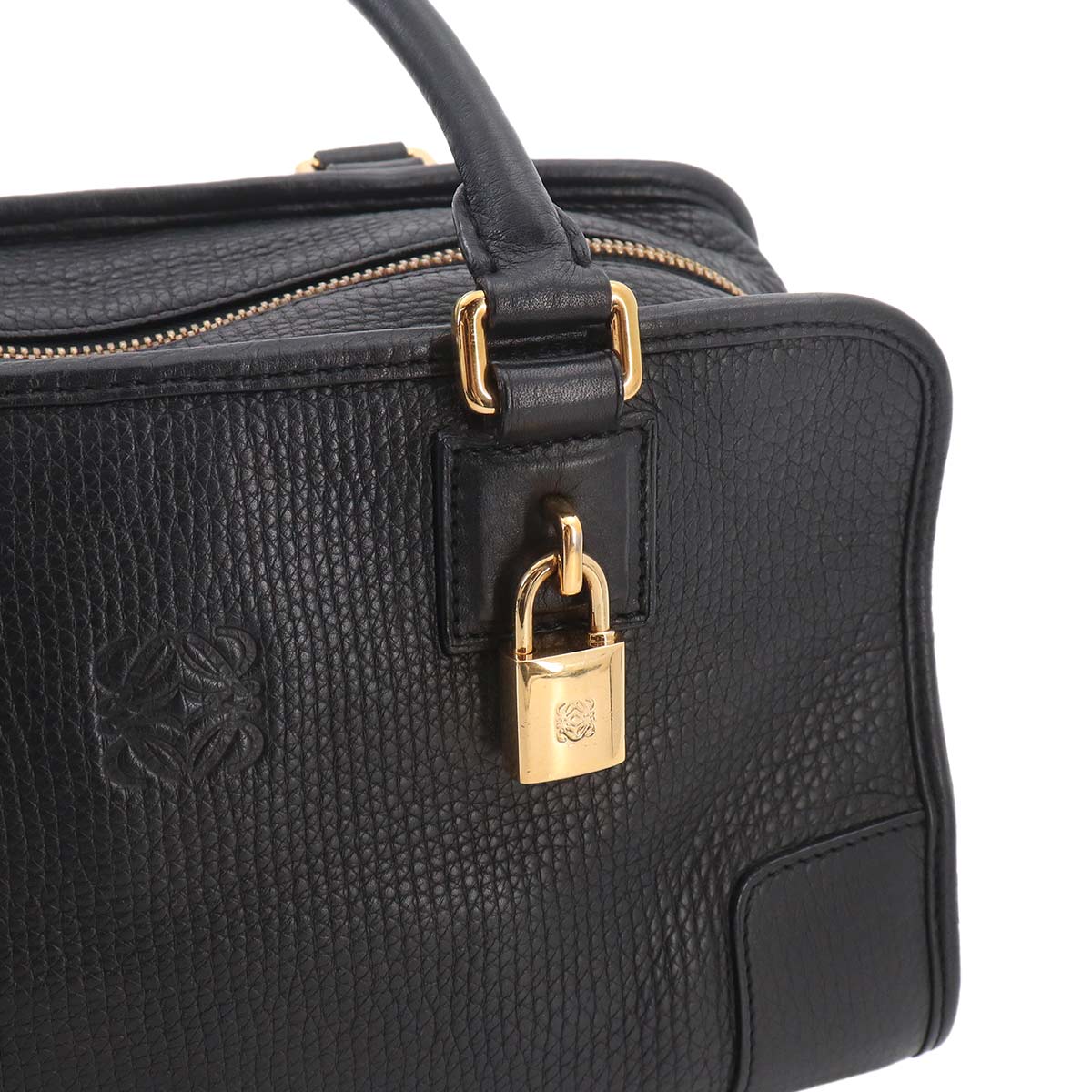Amazona 28 Hand Bag Leather Black Anagram Purse