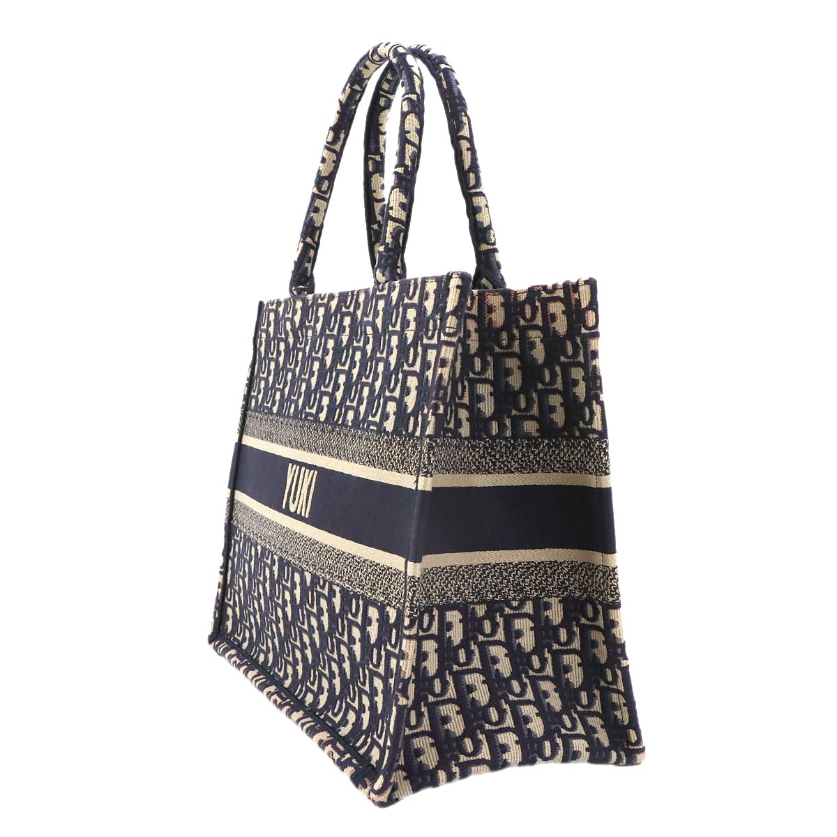 Oblique Book Tote Medium Bag Canvas Navy M1296ZRIW