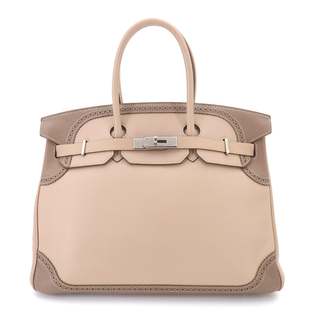 Birkin 35 Ghillies Swift Argile Etoupe Hand Bag Purse