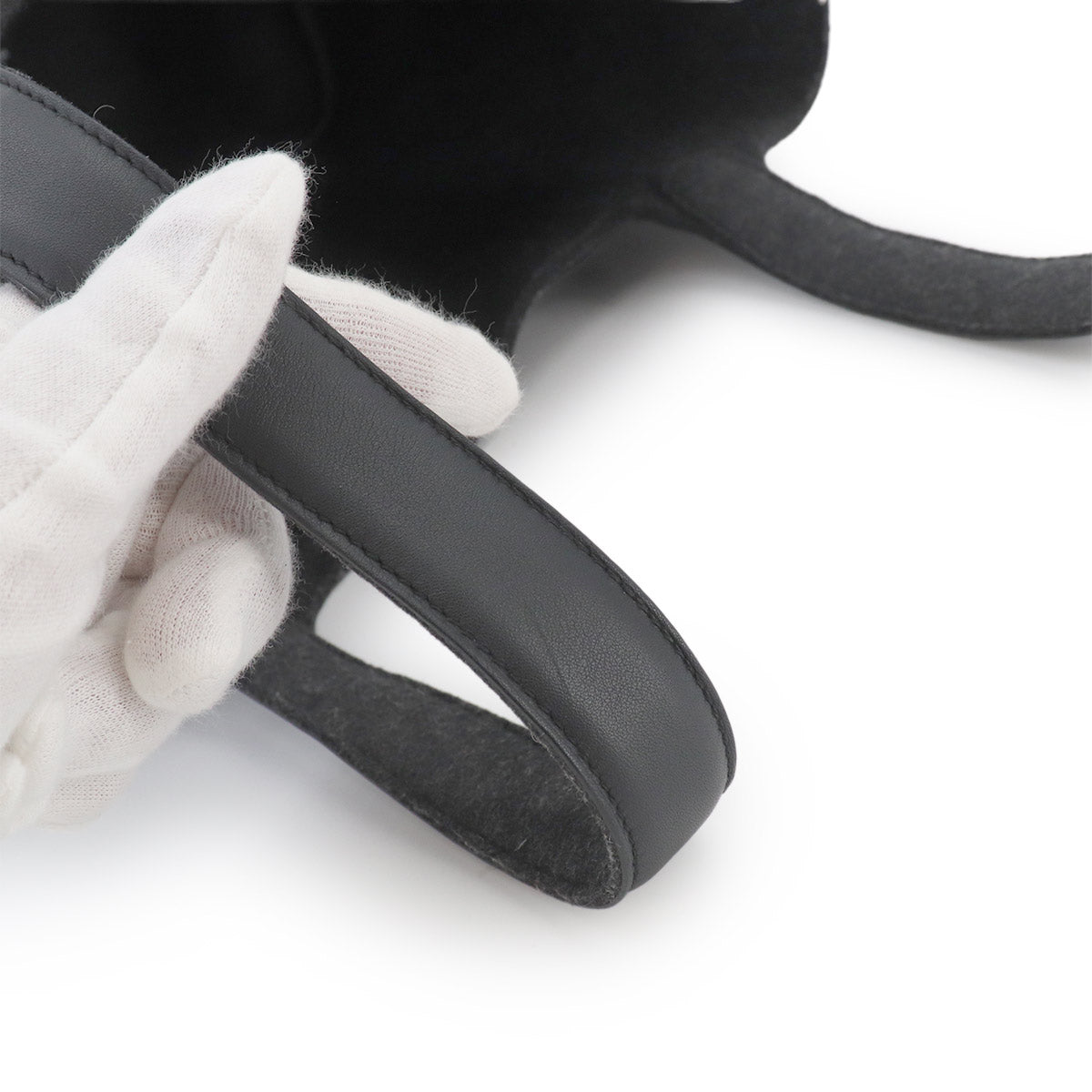 Picotin Lock MM Hand Bag Felt Veau Swift Graphite Black