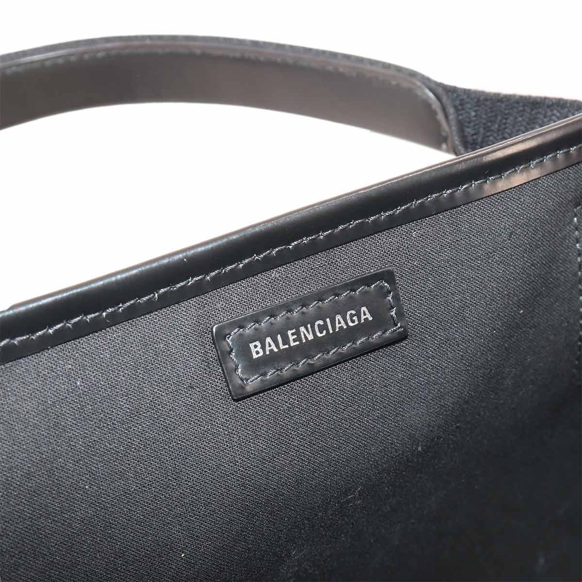 Navy Cabas XS 2way Tote Shoulder Bag Canvas Leather