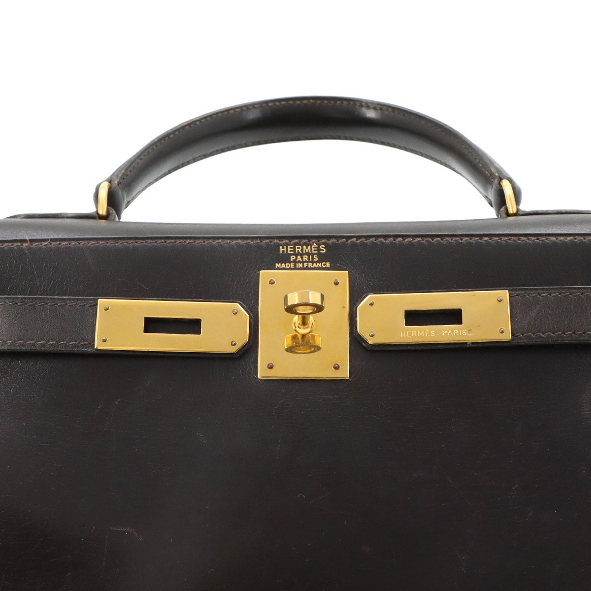 Kelly 28 Box calf Brown Hand Bag Vintage Antique Purse