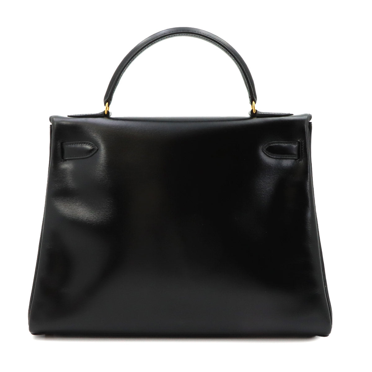 Kelly 32 Box calf Black Hand Shoulder Bag Vintage Purse