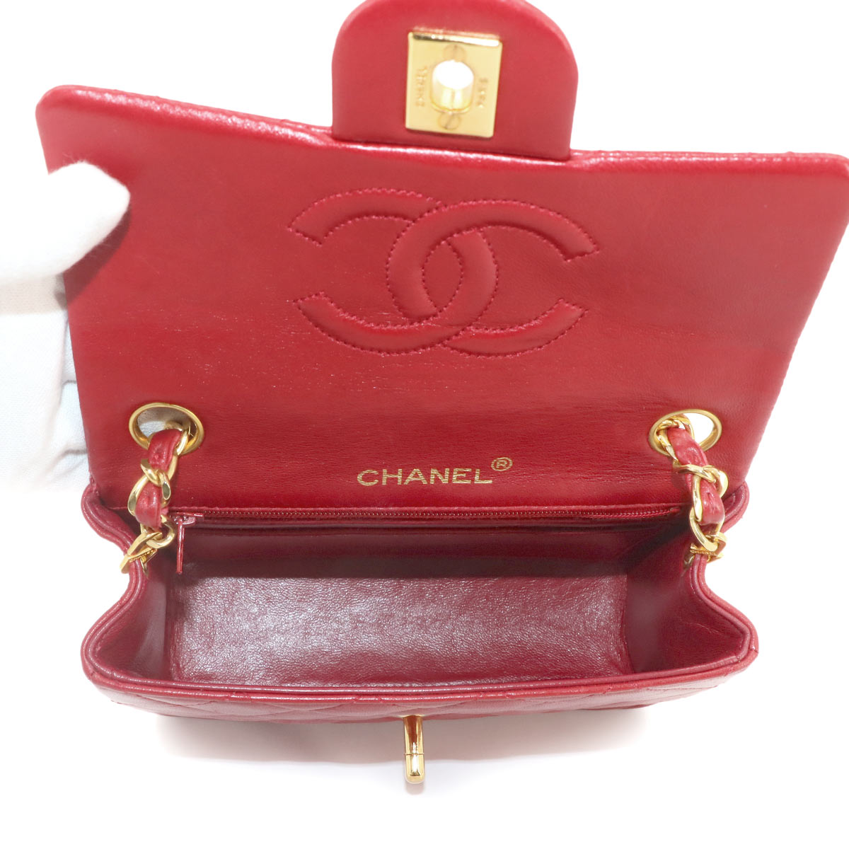 Mini Matelasse Chain Shoulder Bag Leather Red A01115 Purse