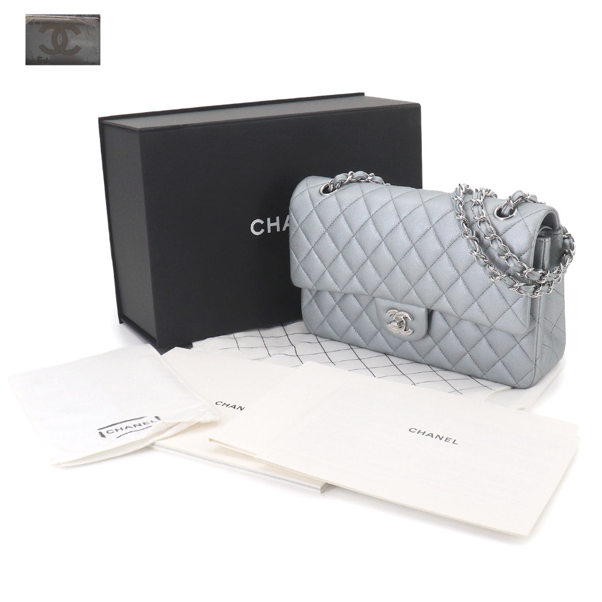 Matelasse 25 Chain Shoulder Bag Leather Gray A01112