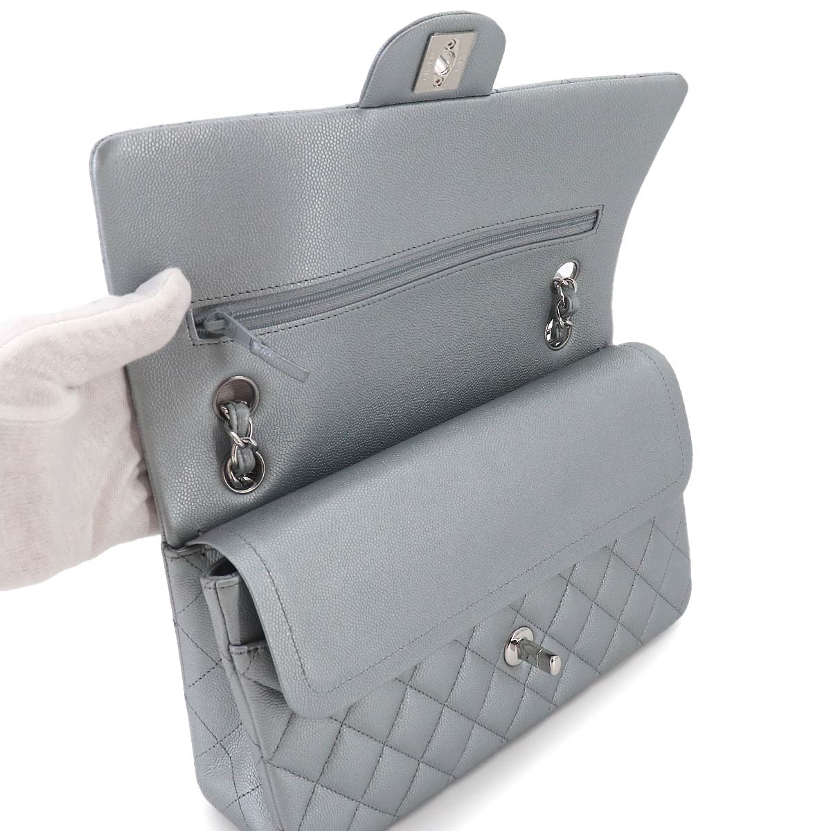 Matelasse 25 Chain Shoulder Bag Leather Gray A01112