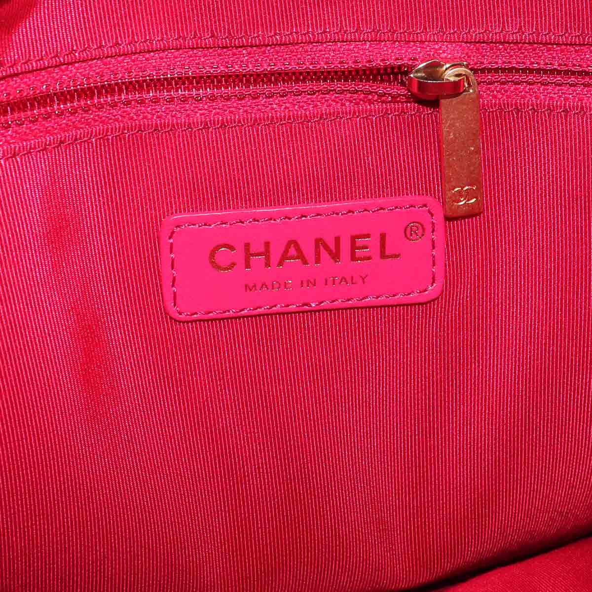 Coco Logos Chain Tote Bag Leather Black Purse