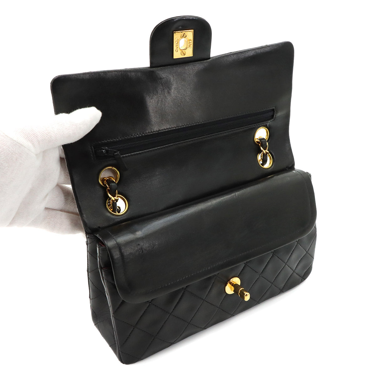 Matelasse 23 Chain Shoulder Bag Leather Black A01113 Vintage