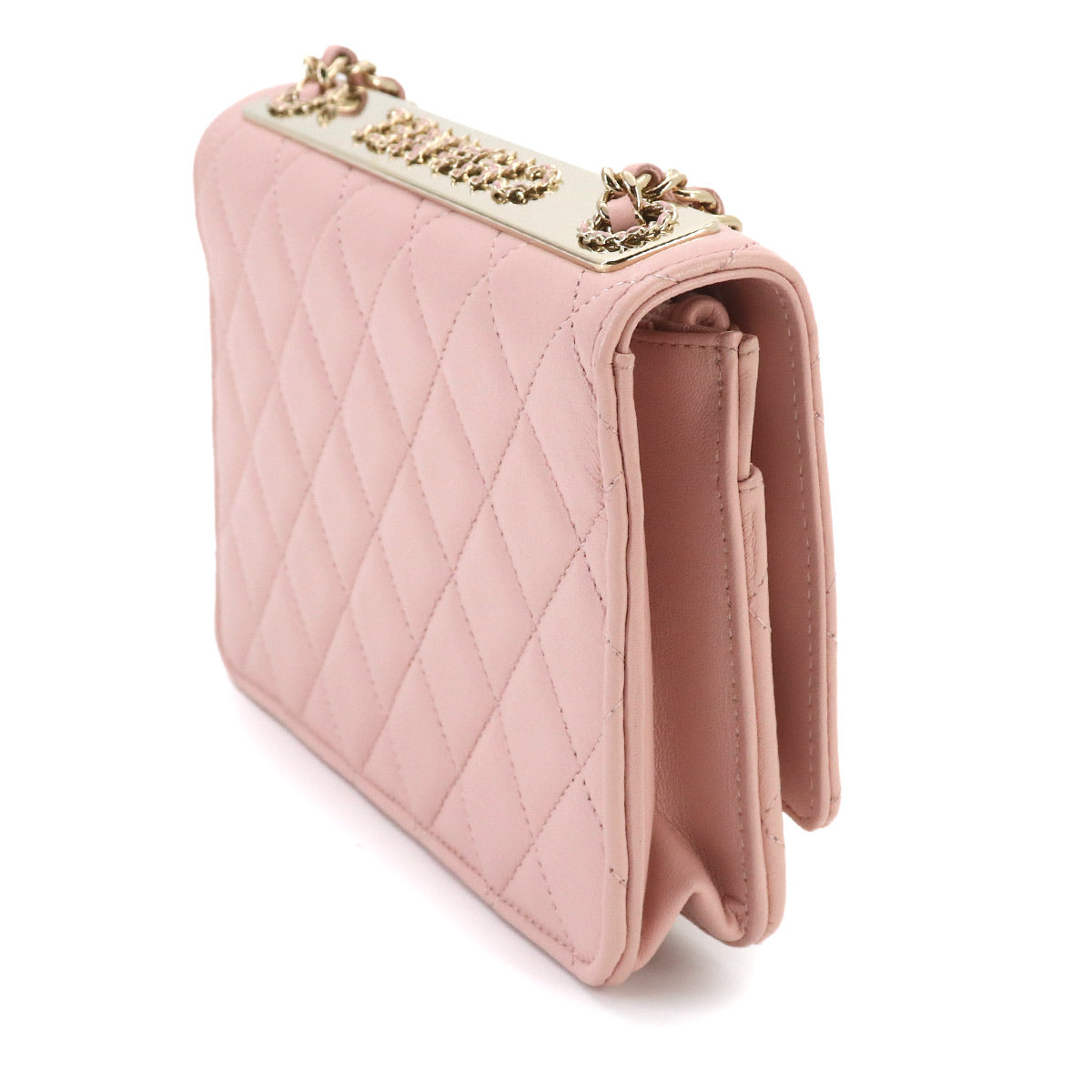 Trendy CC Matelasse Chain Long Wallet Leather Pink