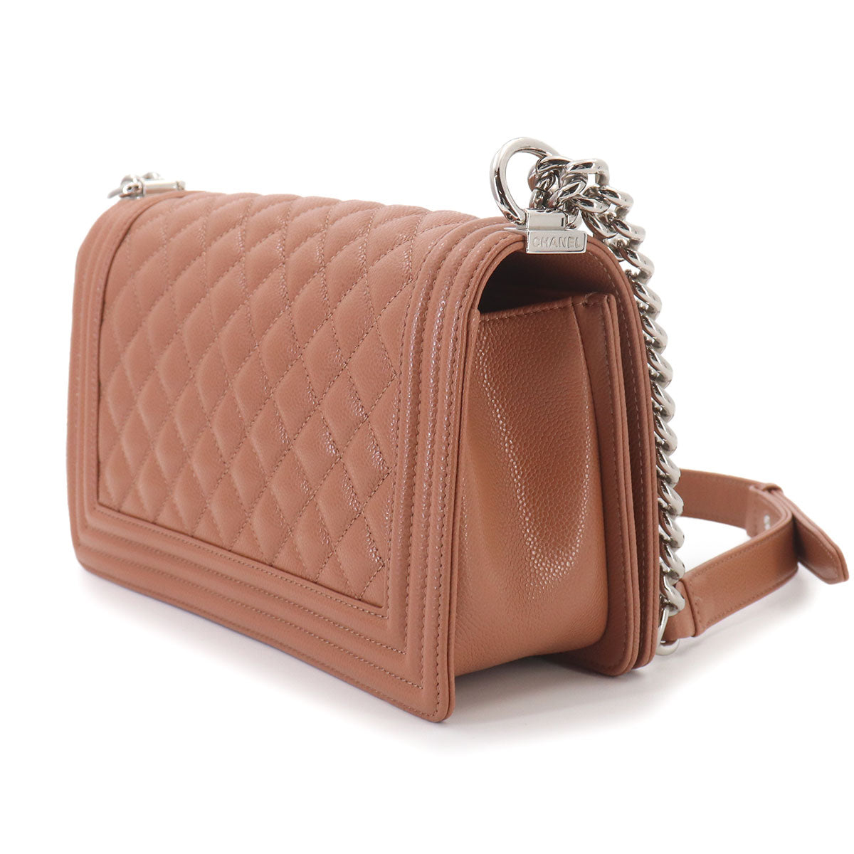 BOY CHANEL Chain Shoulder Bag Leather Brown A67086 Purse