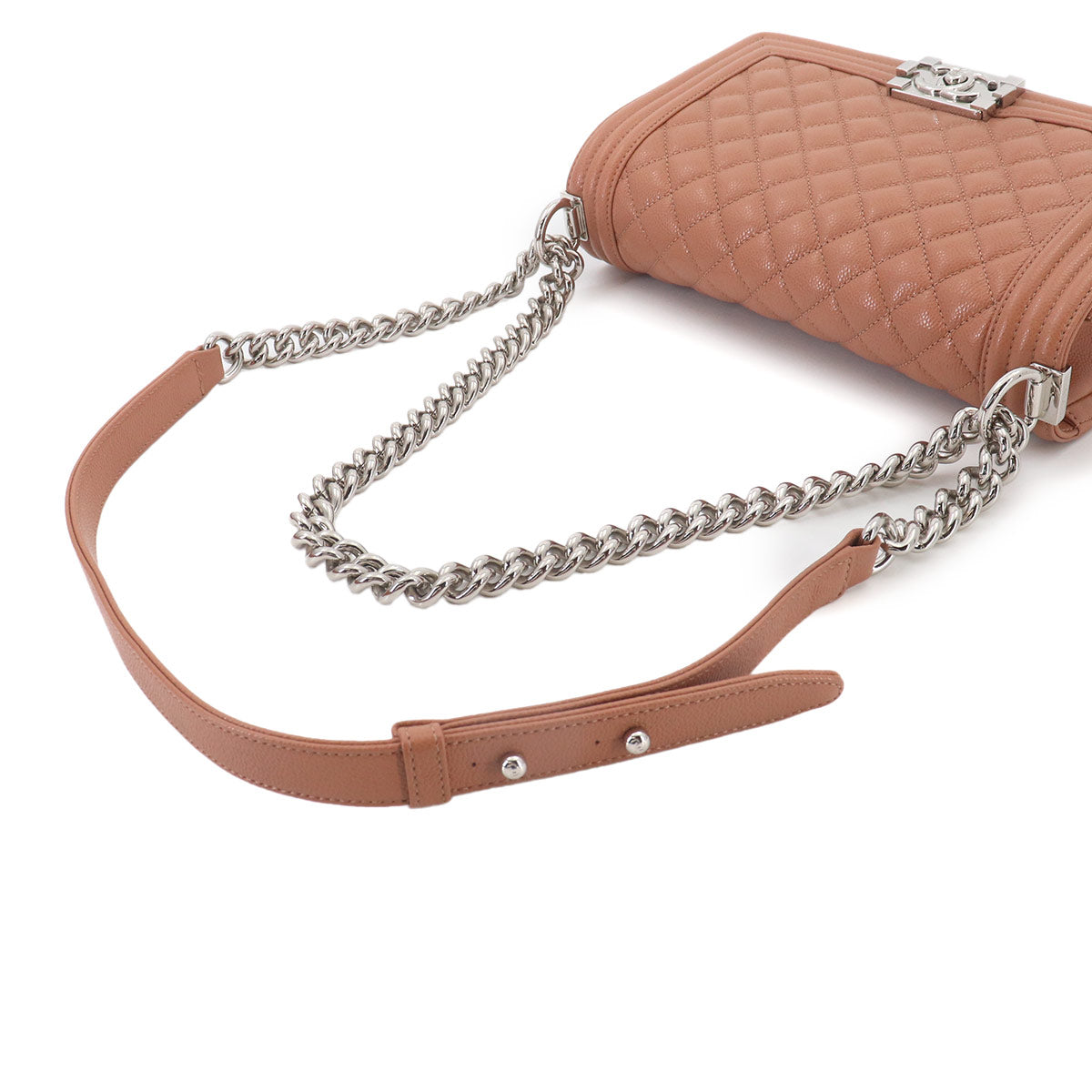 BOY CHANEL Chain Shoulder Bag Leather Brown A67086 Purse