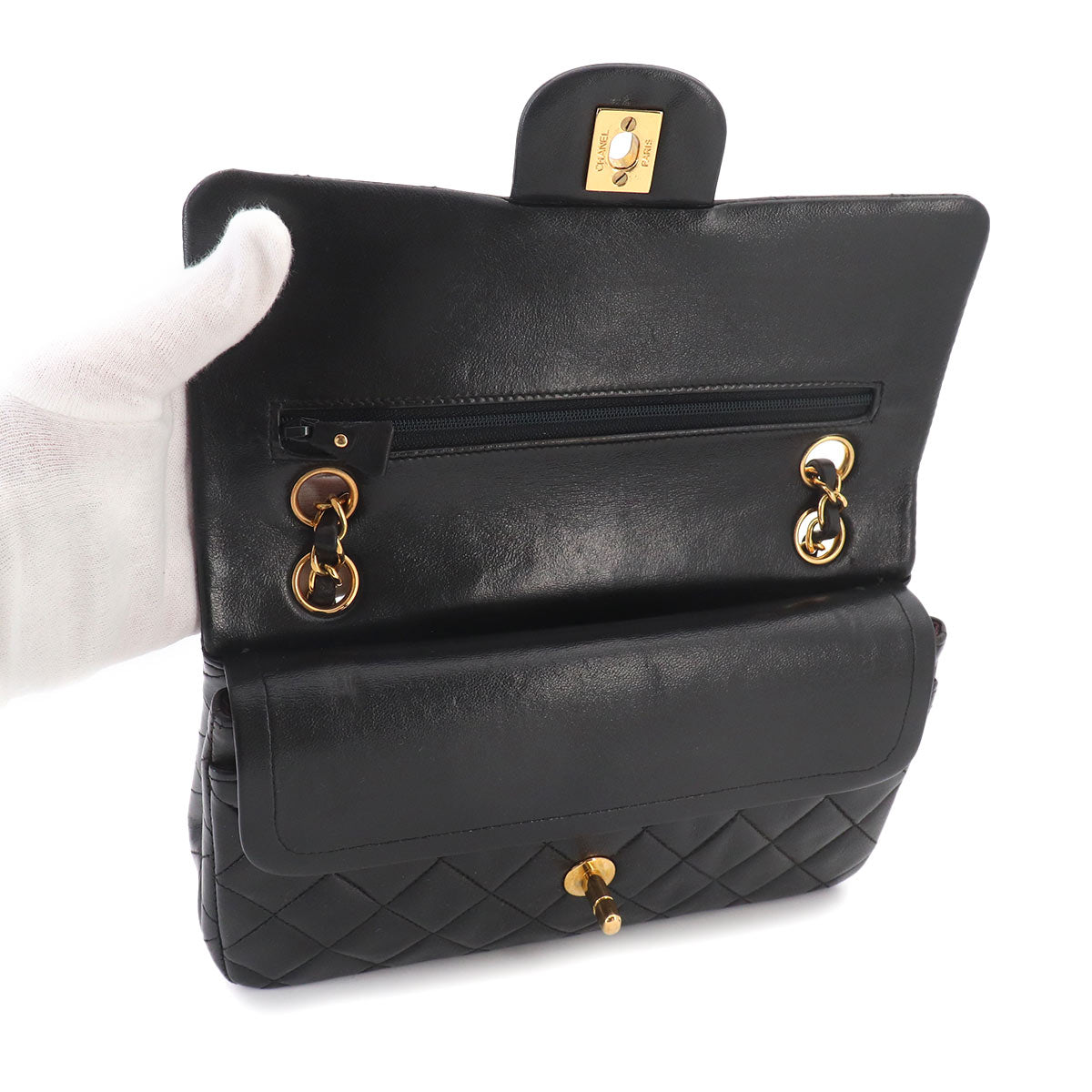Matelasse 23 Chain Shoulder Bag Leather Black A01113 Vintage