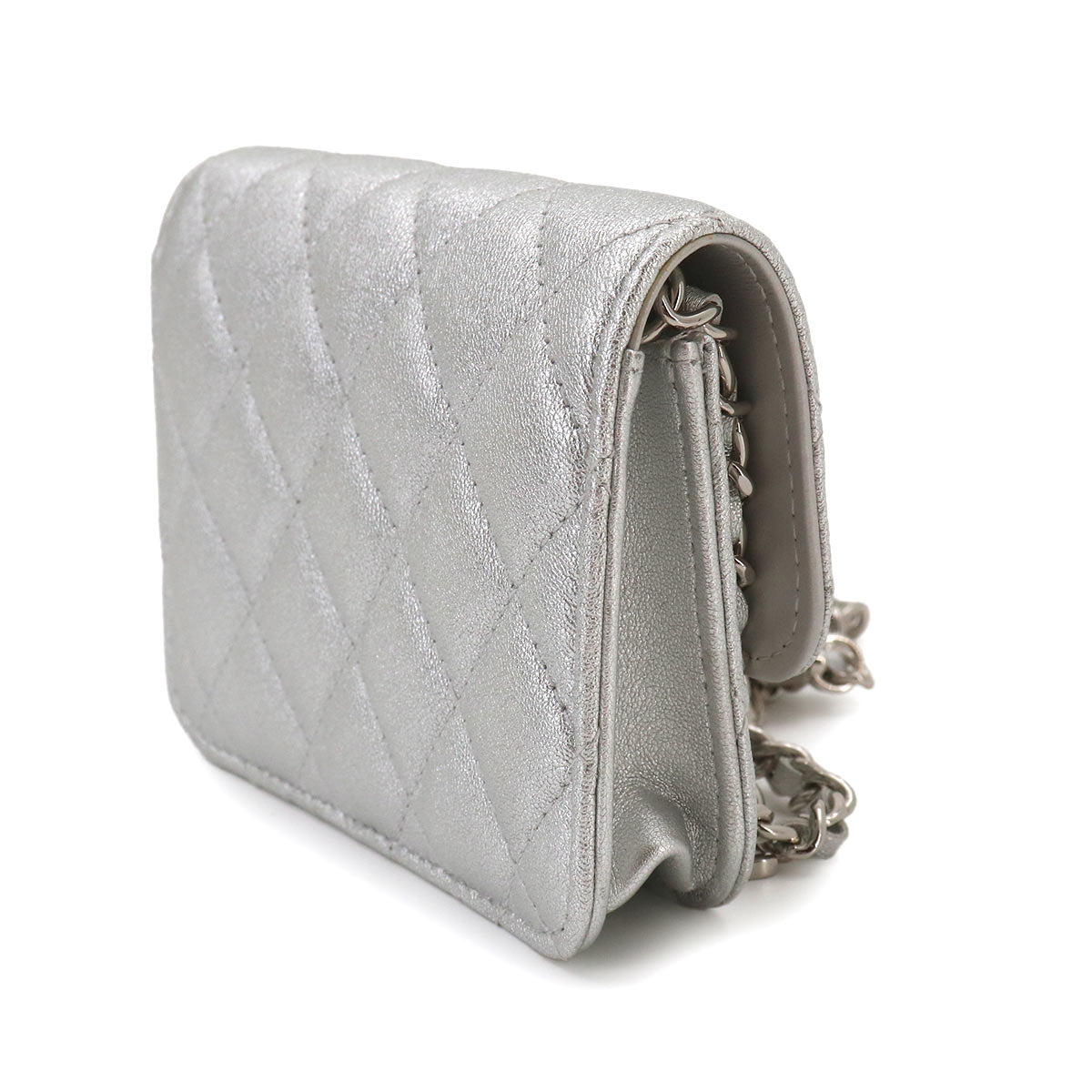 Matelasse Star Belt Bag Waist Pouch Leather Silver Rhinestone
