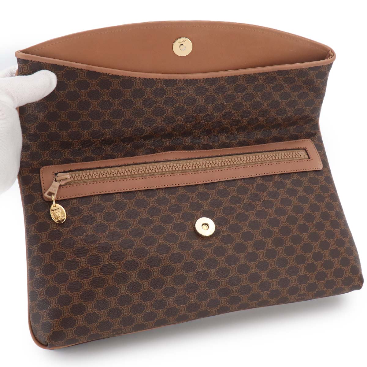 Macadam Clutch Bag PVC Leather Brown Vintage Purse