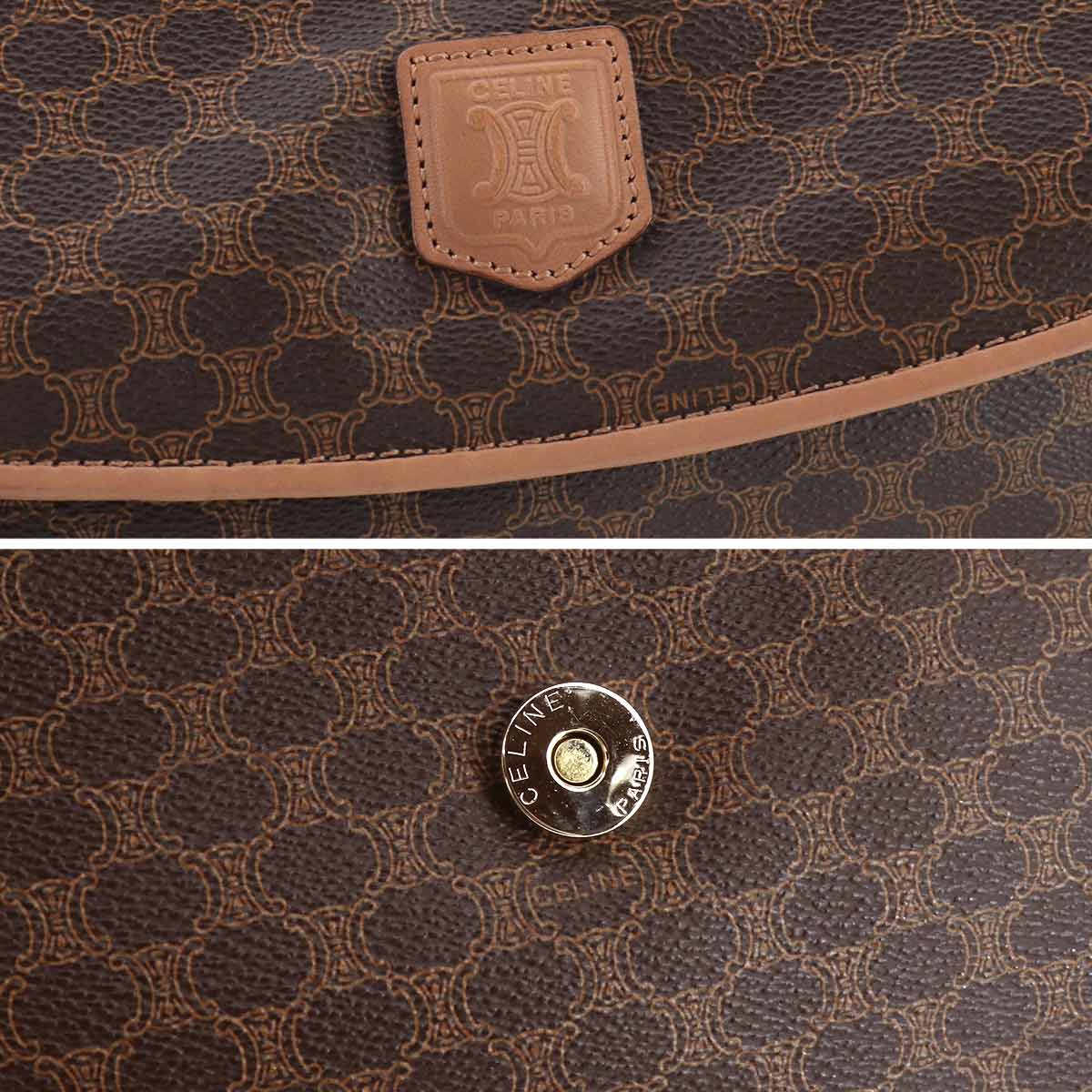 Macadam Clutch Bag PVC Leather Brown Vintage Purse