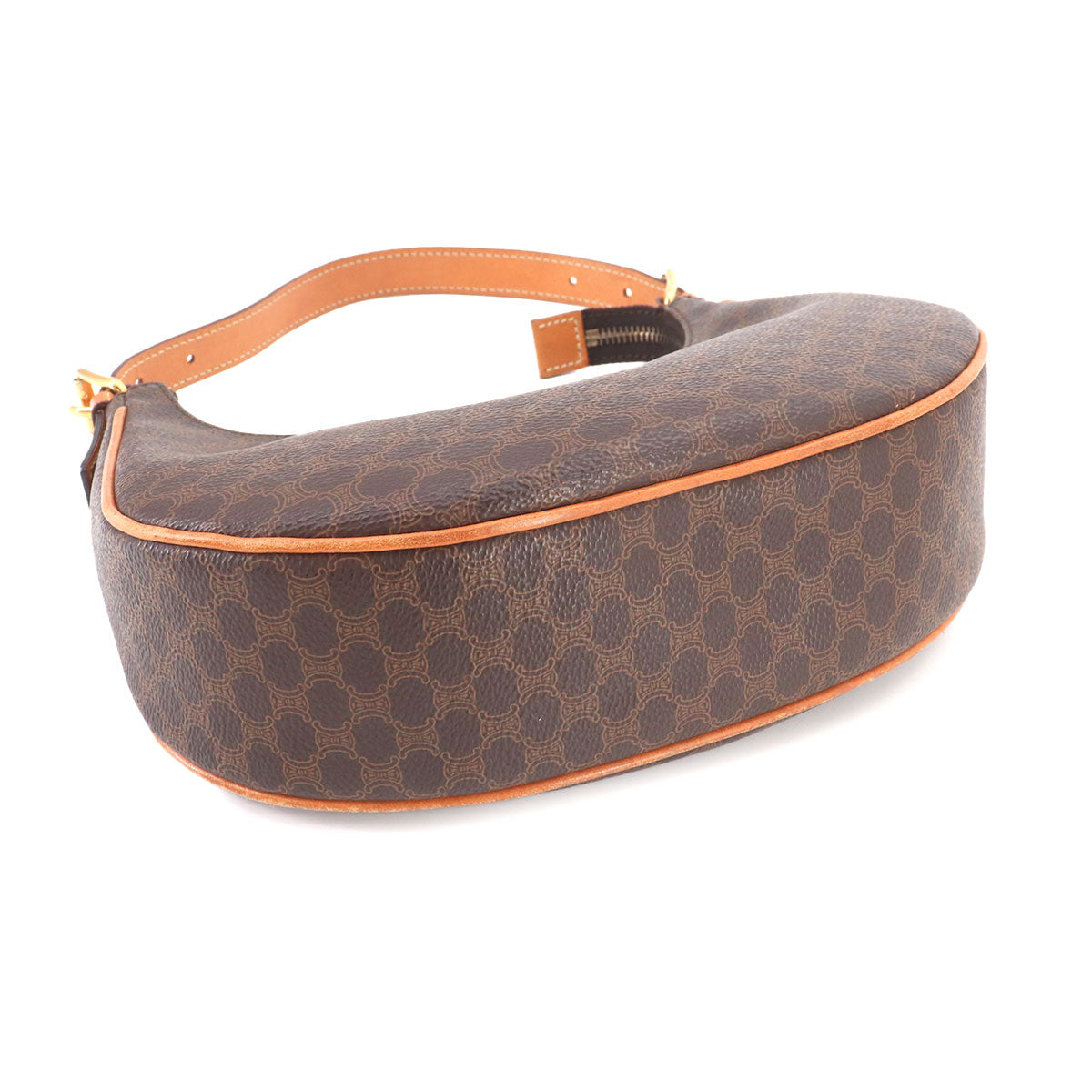 Macadam Hand Bag PVC Leather Brown Vintage