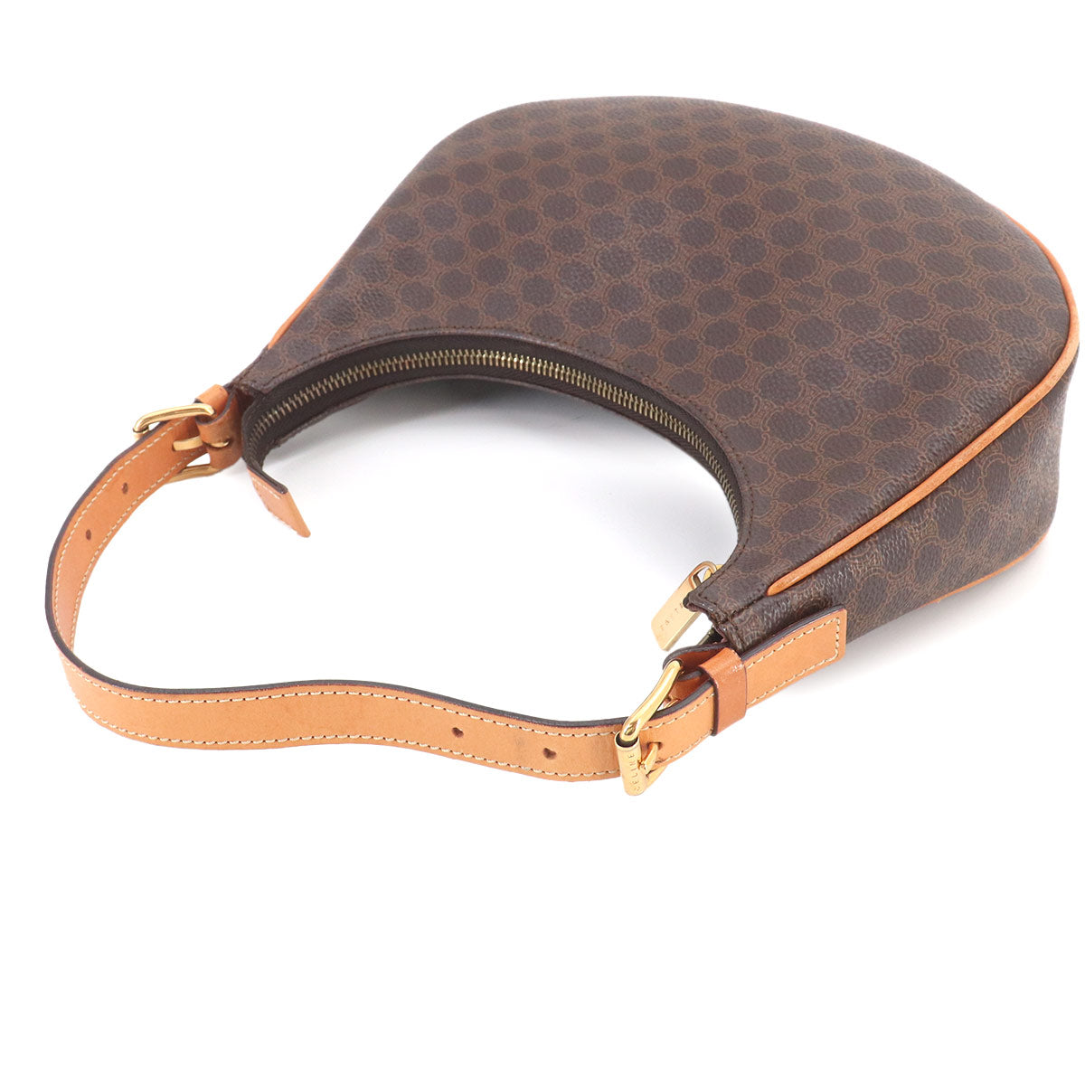 Macadam Hand Bag PVC Leather Brown Vintage