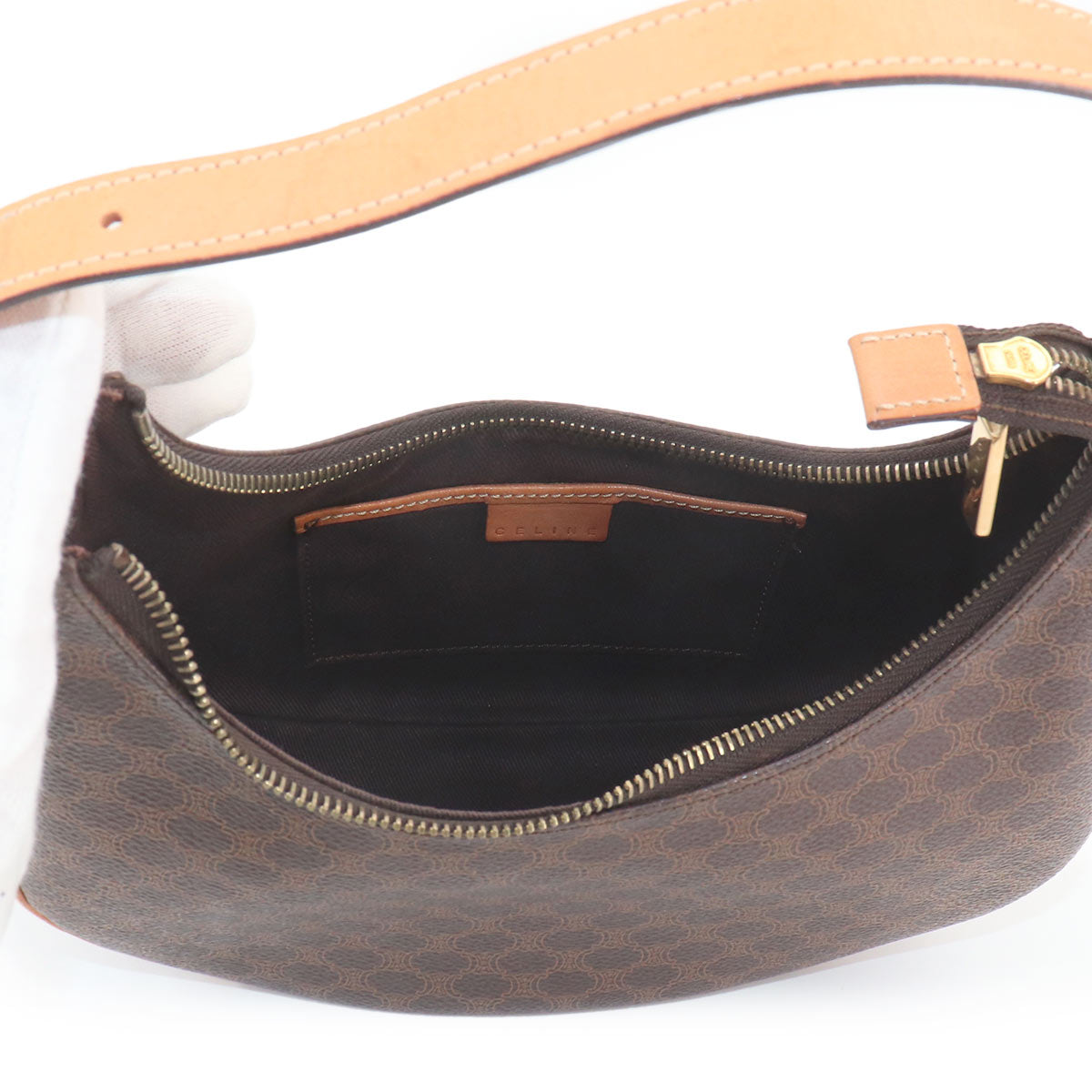 Macadam Hand Bag PVC Leather Brown Vintage