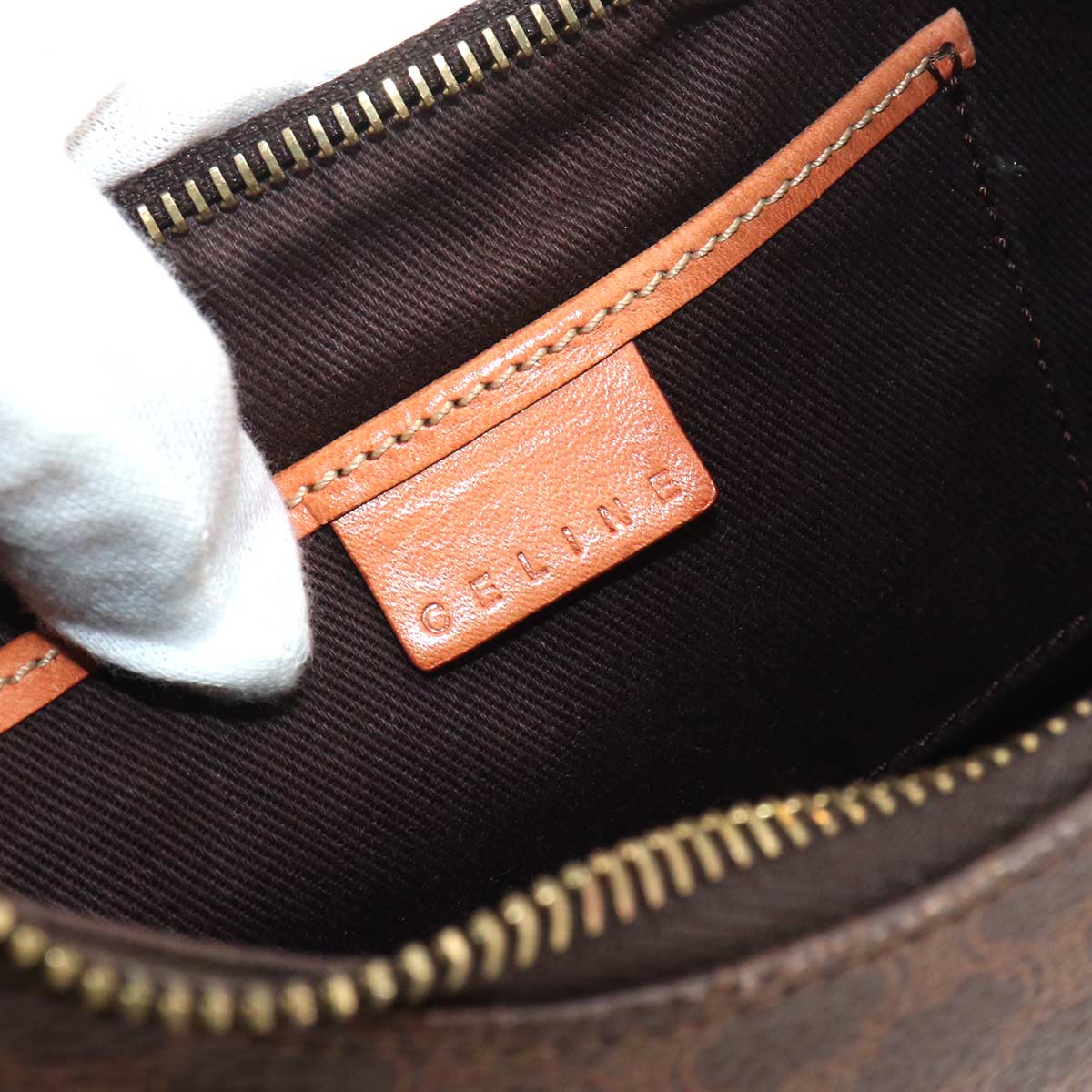 Macadam Hand Bag PVC Leather Brown Vintage