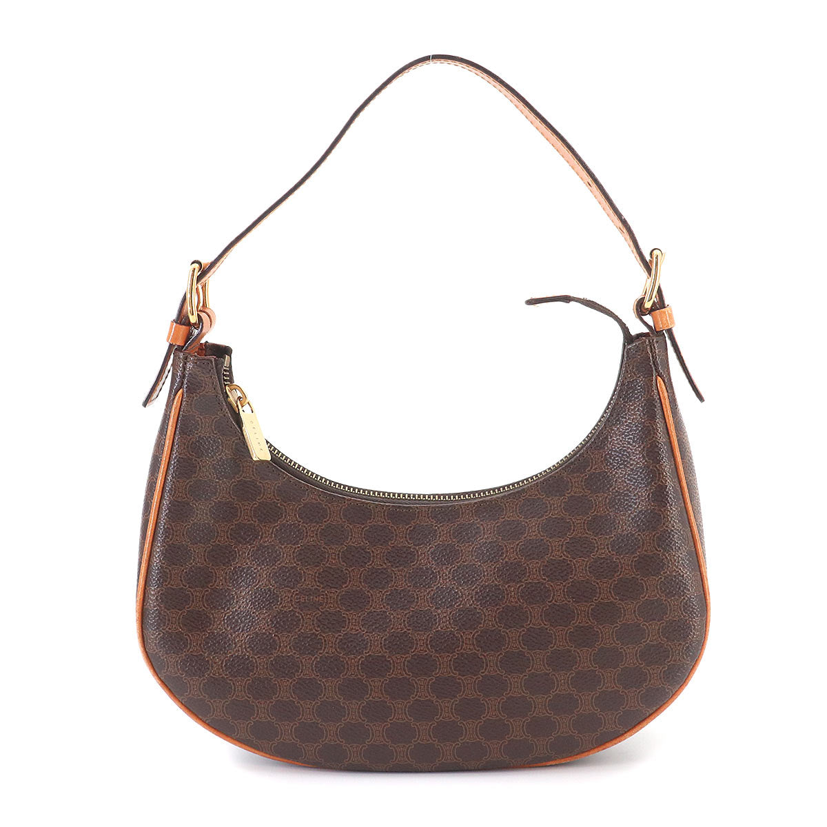 Macadam Hand Bag PVC Leather Brown Vintage