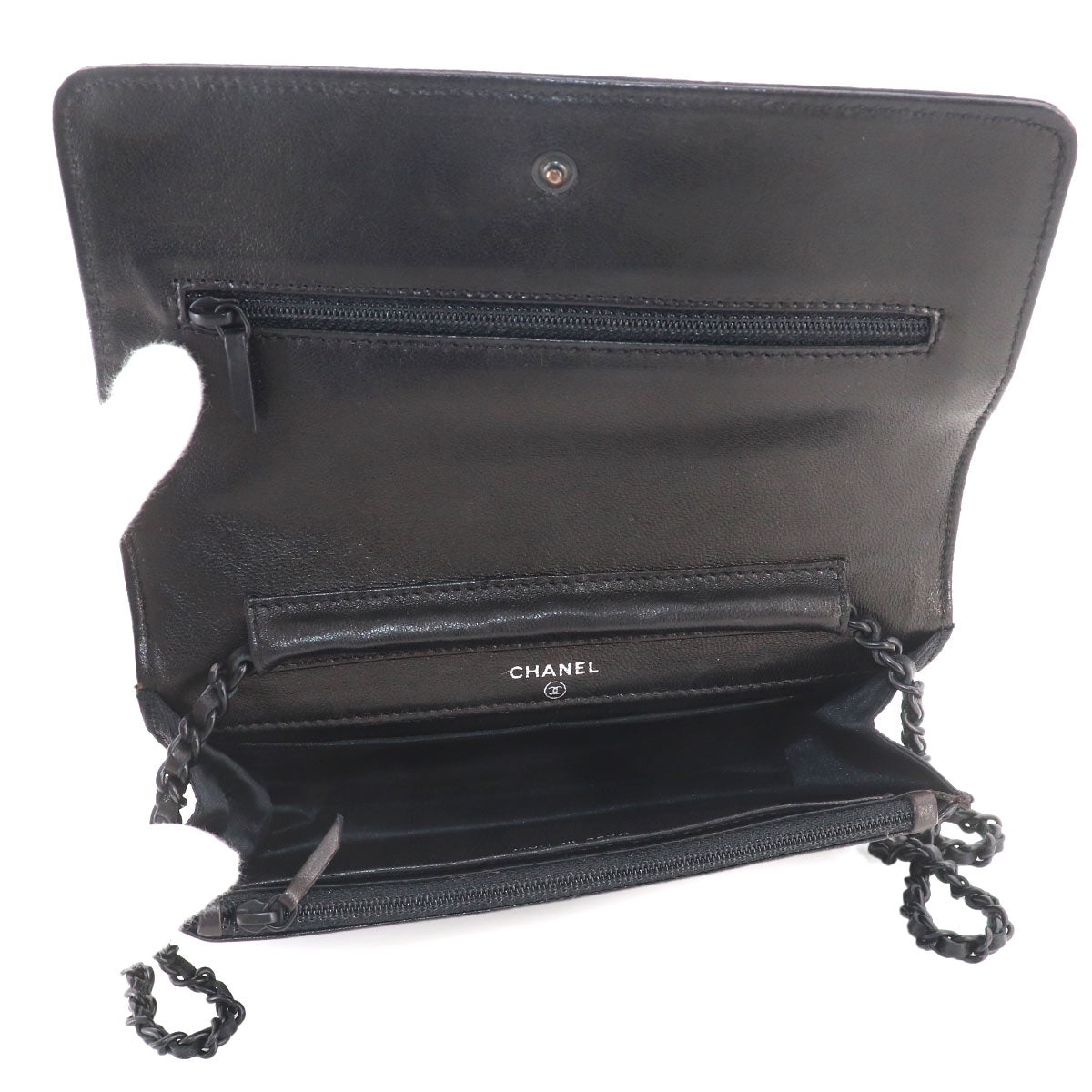 New Travel Line Chain Wallet Nylon Jacquard Leather Black A15772