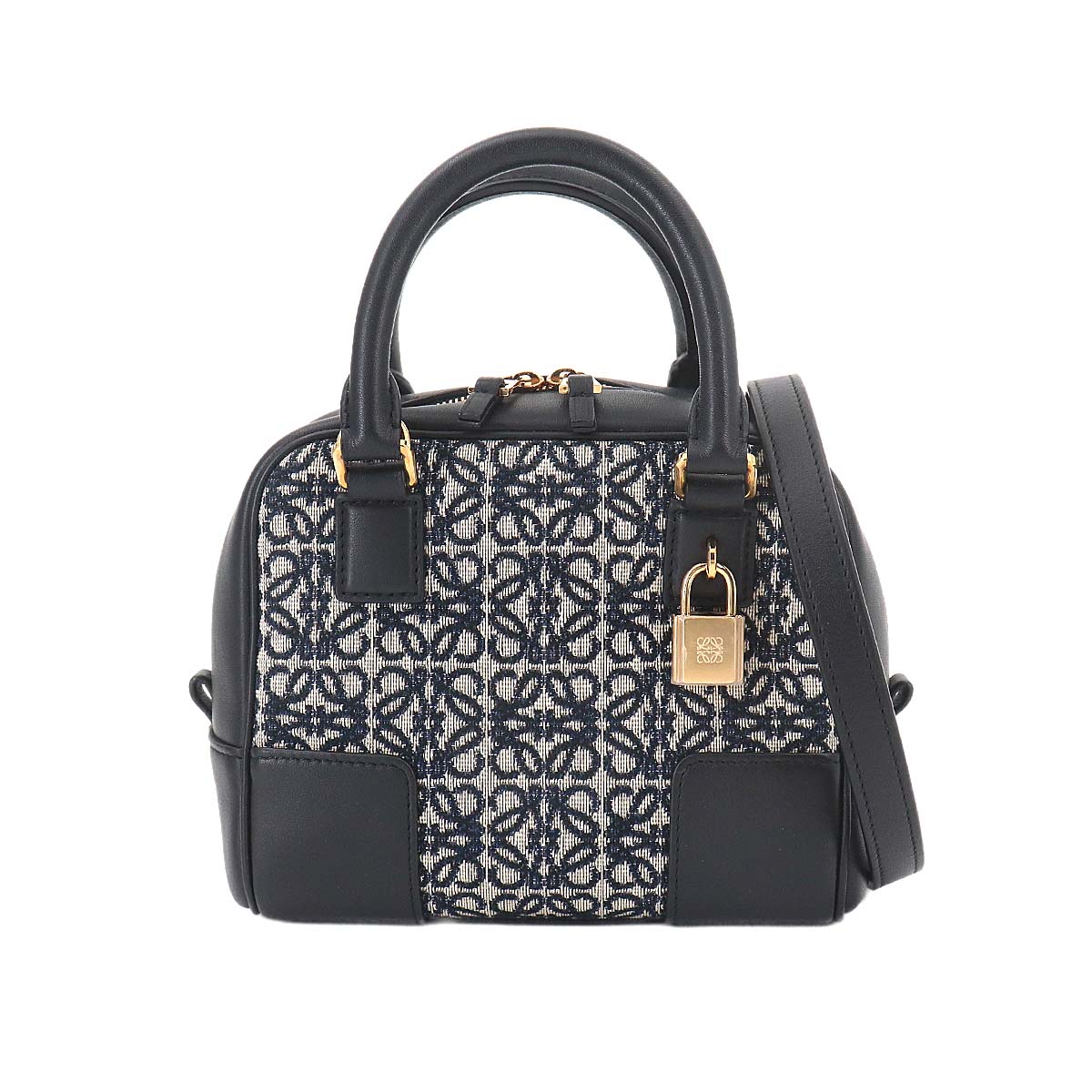 Amazona 16 Square Hand Shoulder Bag Canvas Leather Black