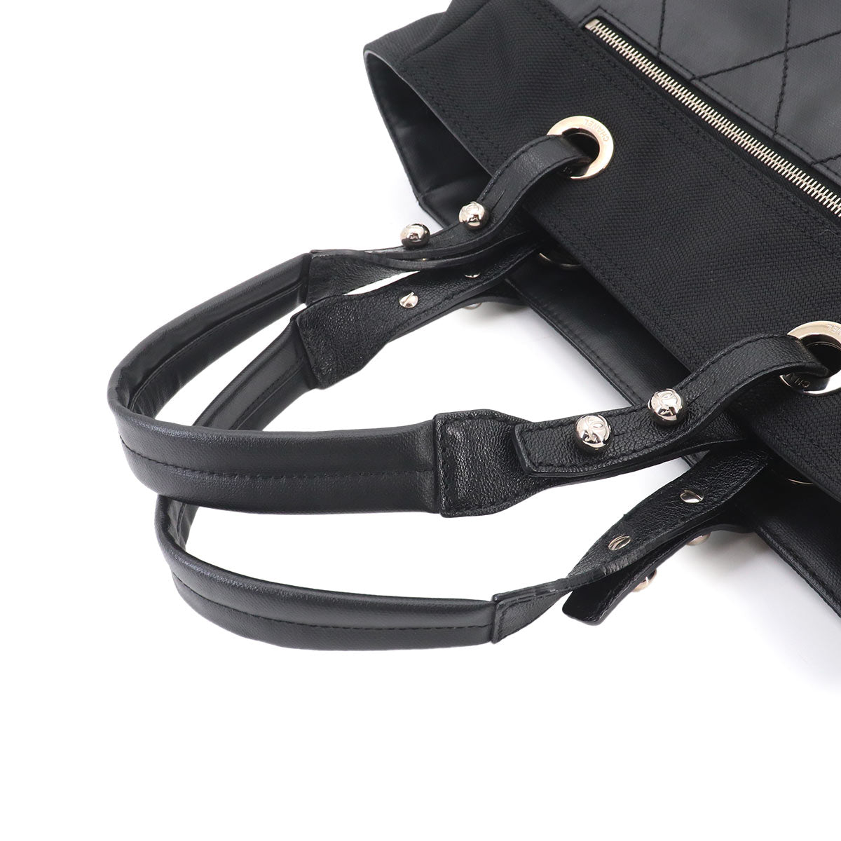 Paris Biarritz GM Tote Bag PVC Nylon Leather Black A34210 Purse