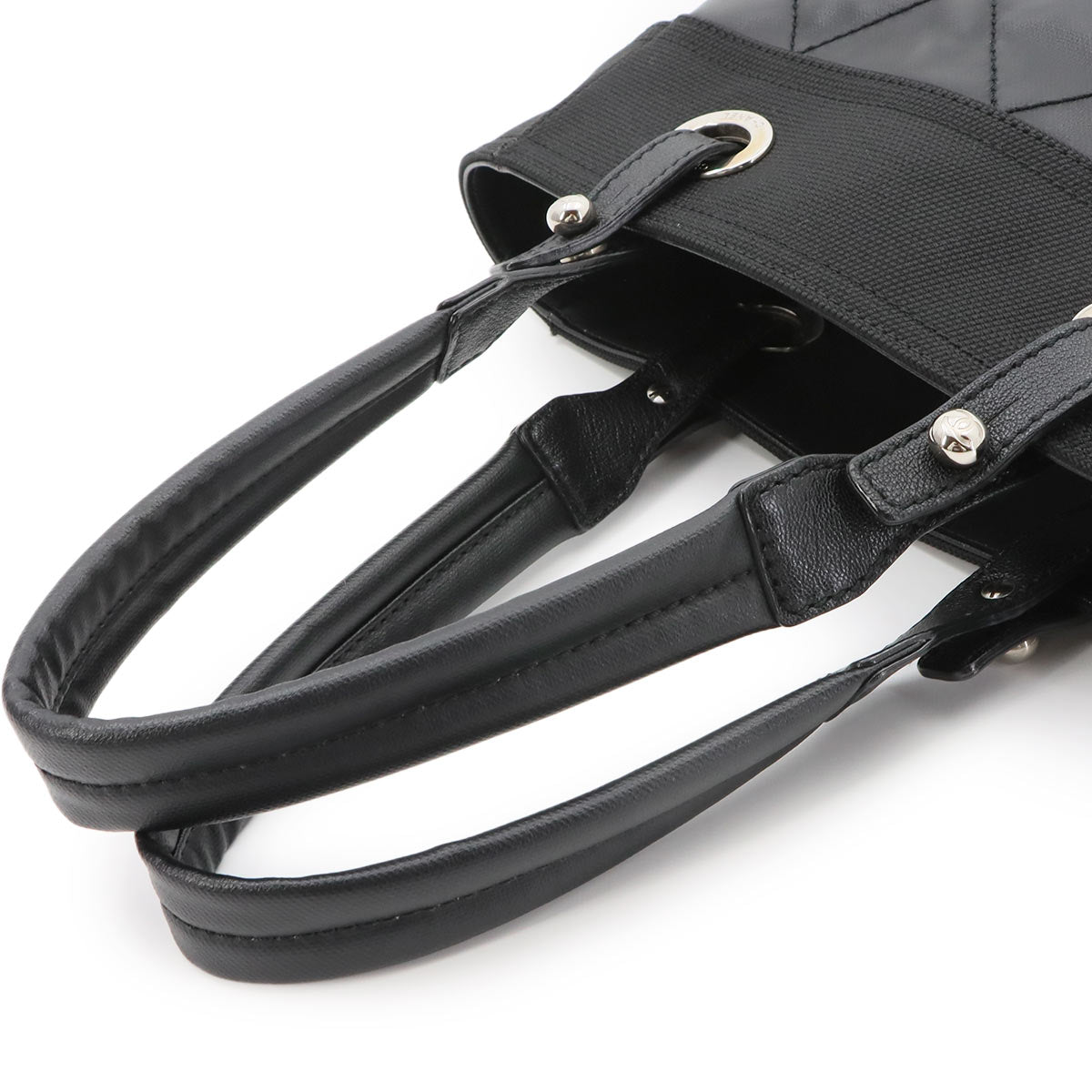 Paris Biarritz PM Tote Bag PVC Nylon Leather Black A34208 Purse