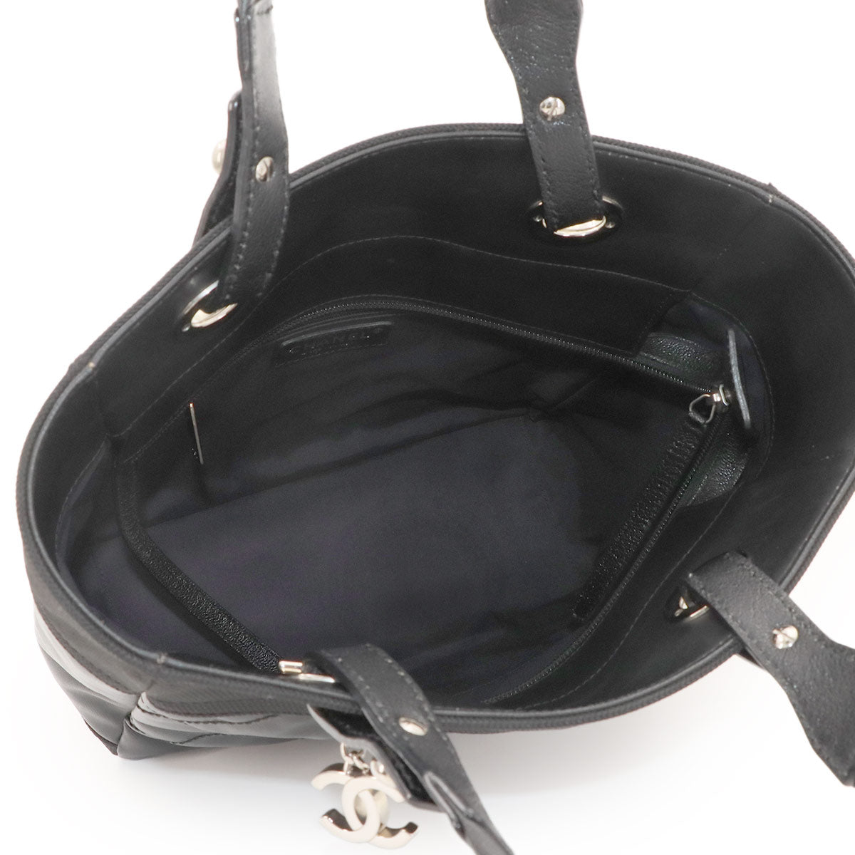 Paris Biarritz PM Tote Bag PVC Nylon Leather Black A34208 Purse