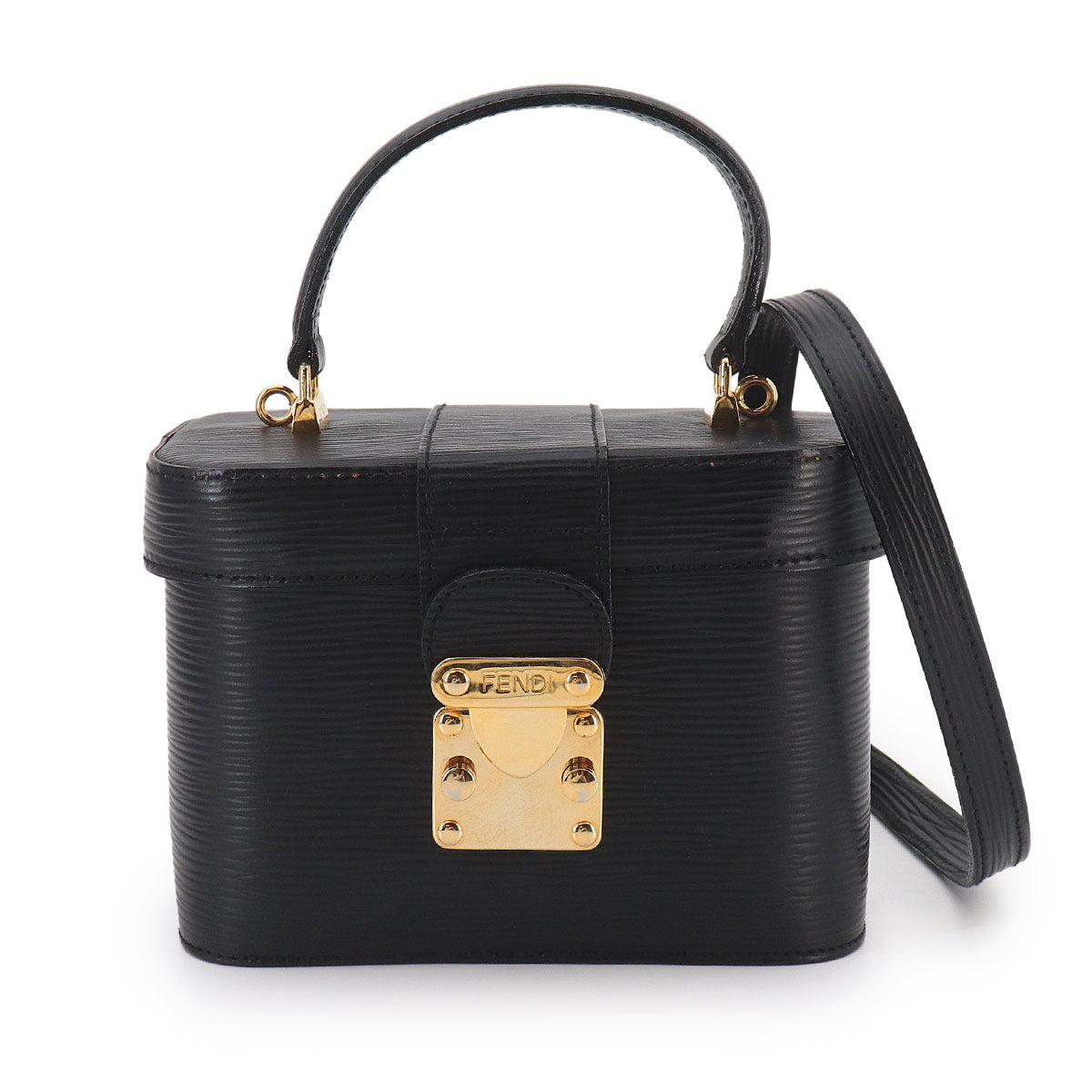Vanity Hand Shoulder Bag Leather Black Purse
