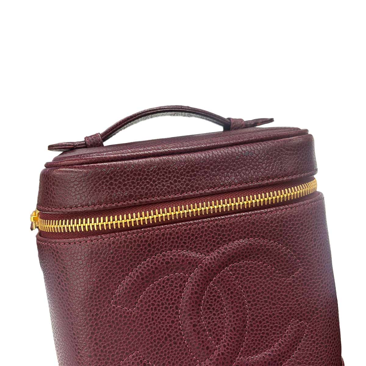 Vanity Hand Bag Leather Bordeaux A01998 Coco Logos Vintage
