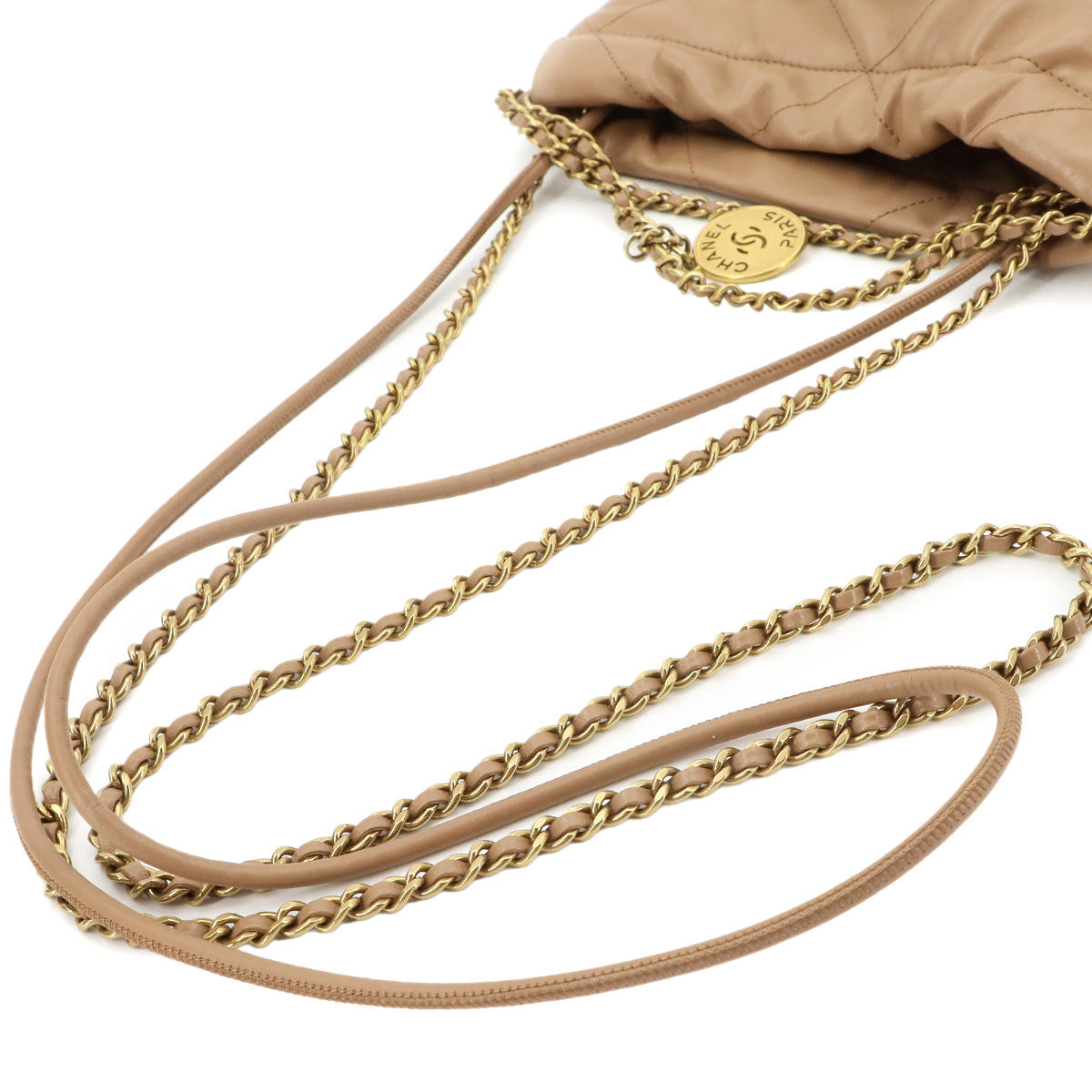 CHANEL 22 Mini Chain Hand Shoulder Bag Leather Brown AS3980 Purse