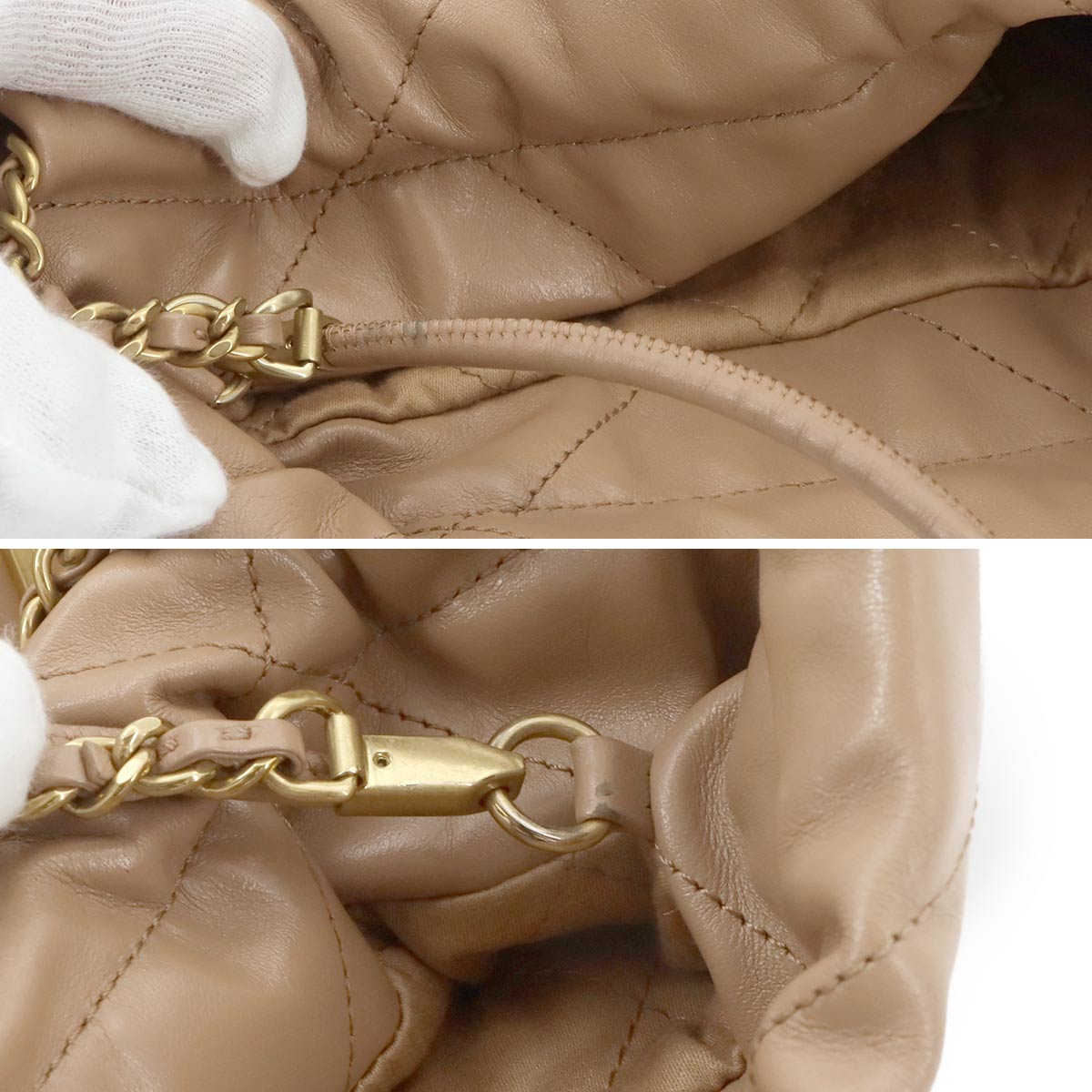 CHANEL 22 Mini Chain Hand Shoulder Bag Leather Brown AS3980 Purse