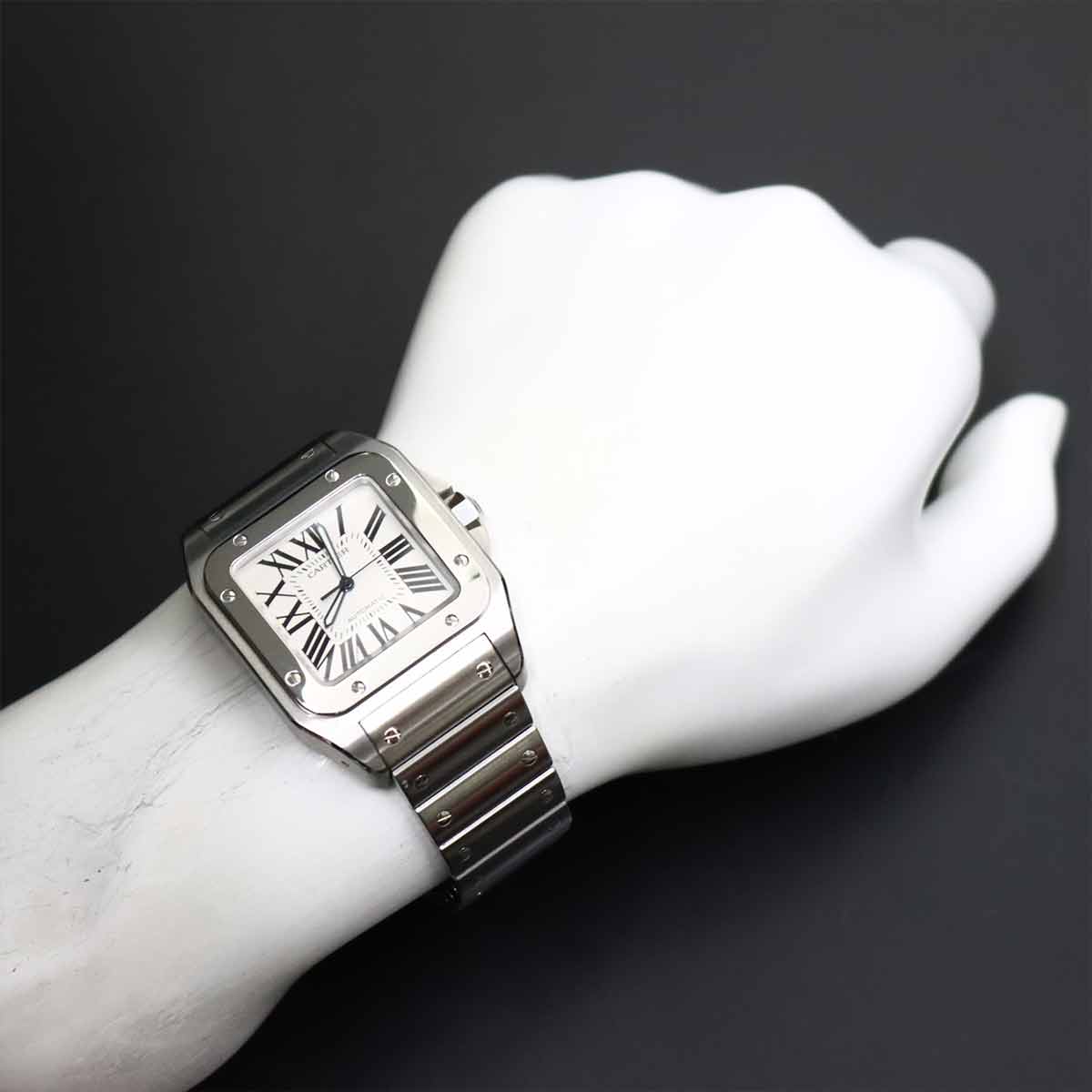 Santos 100 W200737G Automatic Silver Dial Mens Watch