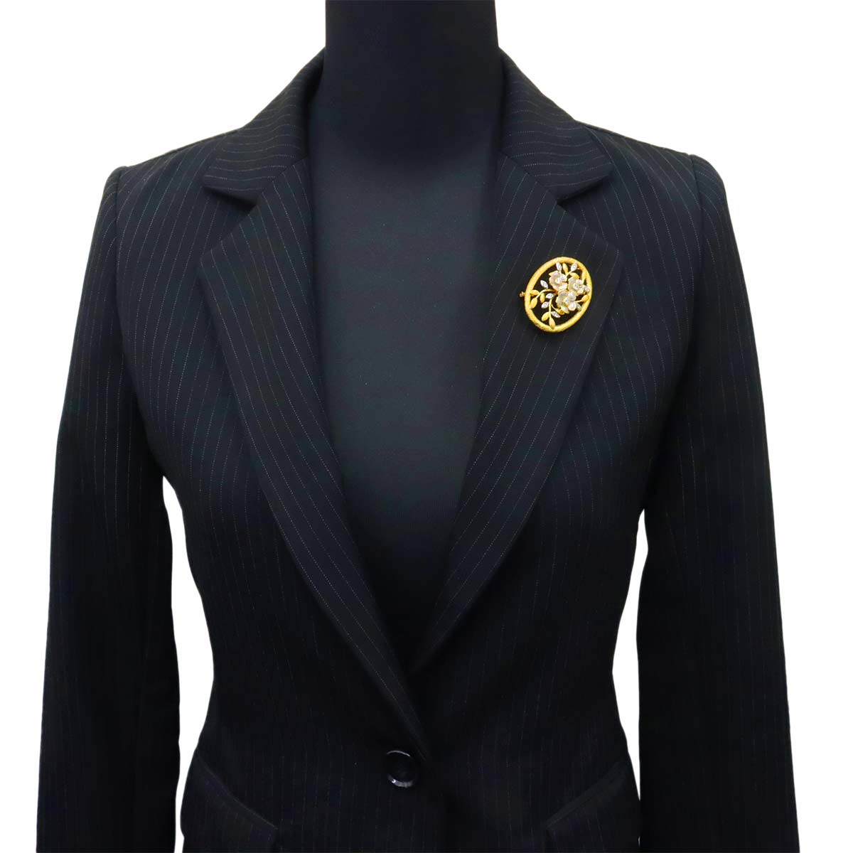 Diamond 0.32ct Brooch 18K WG YG White Yellow Gold 750