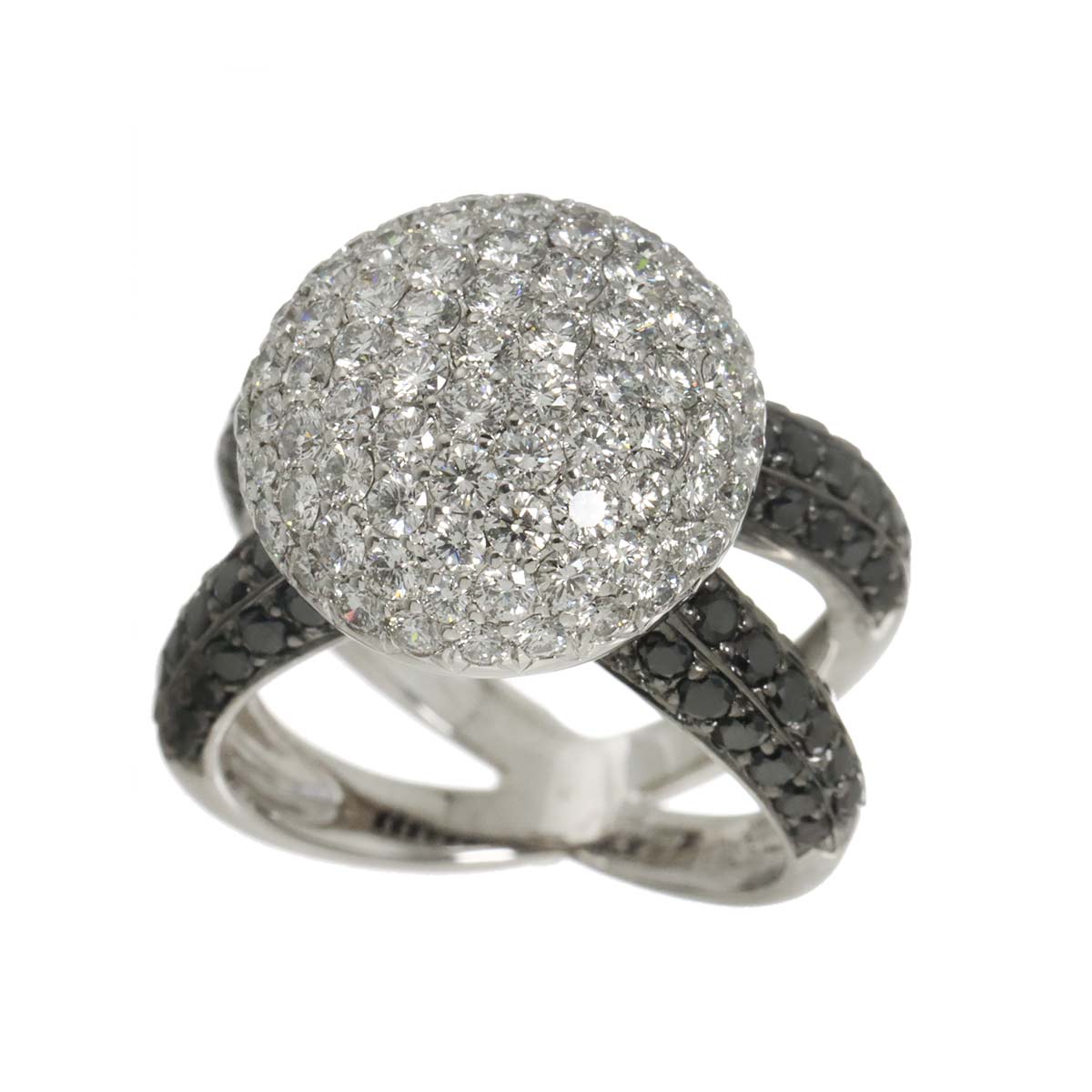 Diamond 1.77ct/1.08ct Ring 18K K18 WG White Gold size5.25(US)