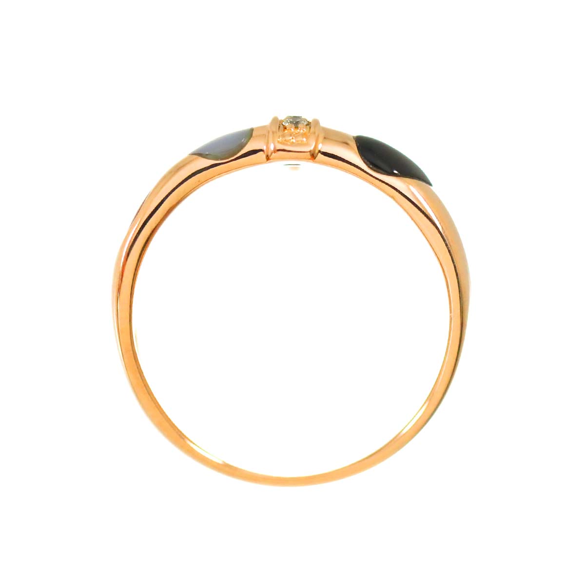 Diamond 0.11ct Carnelian MOP Ring 18K PG Pink Gold 750 Size7.5-7.75(US)